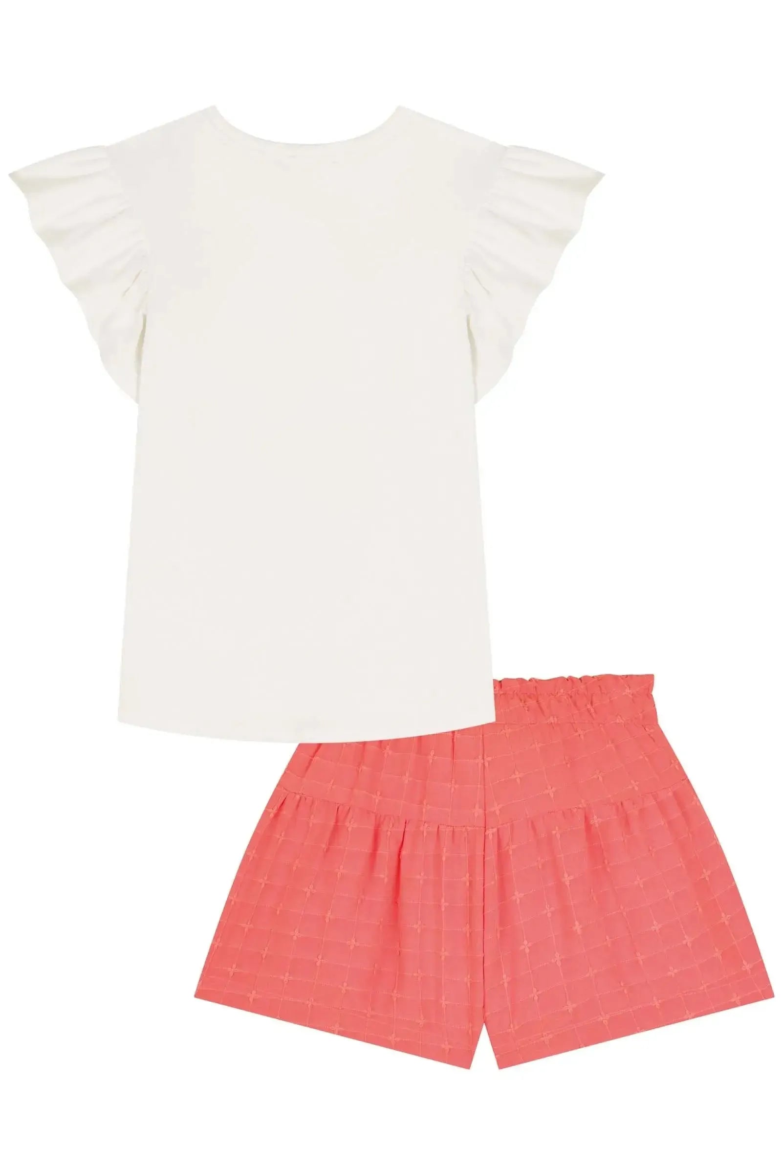 Conjunto de Blusa em Cotton e Shorts em Tricoline Bordado 85249 Kukiê Infantil Menina
