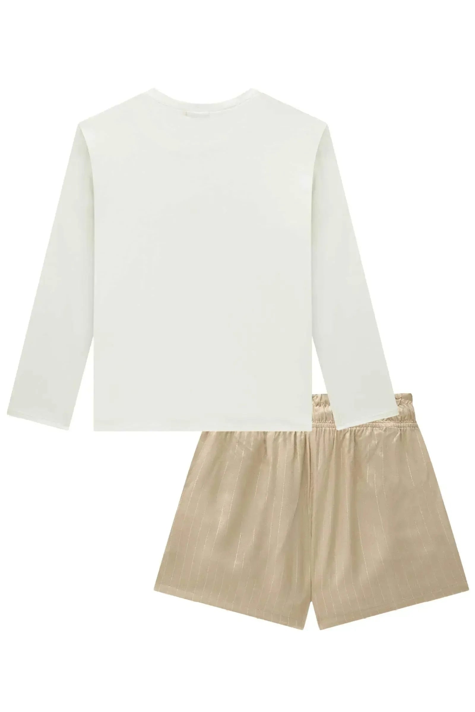 Conjunto de Blusa em Cotton e Shorts em Visco Shine 90120 Vic&Vicky Teen Menina