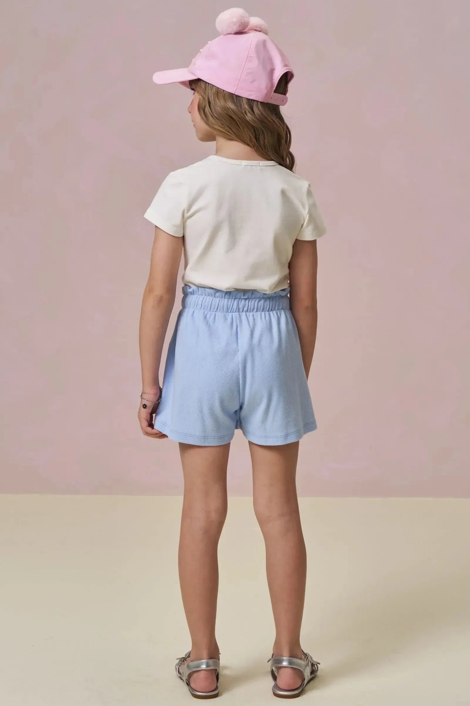 Conjunto de Blusa em Cotton e Shorts Saia em Canelado Liz 96274 Infanti Infantil Menina