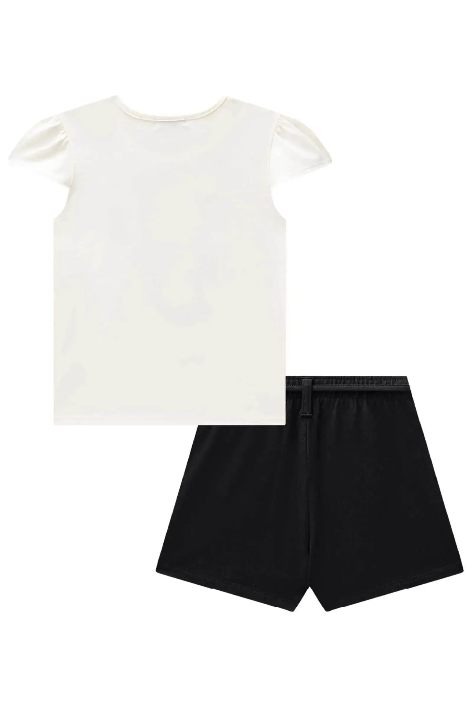 Conjunto de Blusa em Cotton e Tule e Short Saia em Molevisco 85766 Infanti Infantil Menina