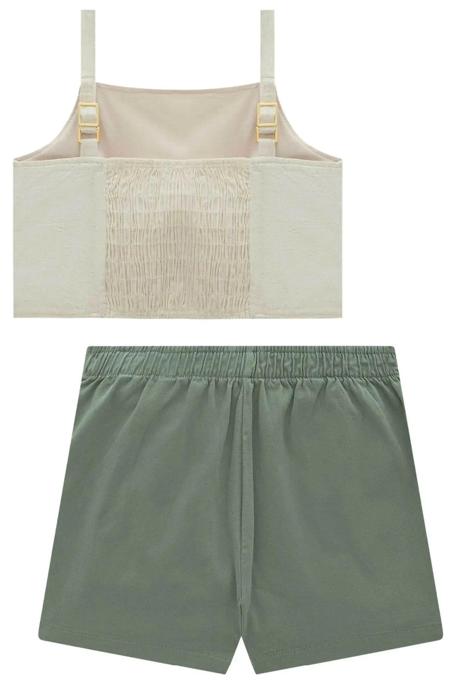 Conjunto de Blusa em Linho Deluxe e Short Saia em Sarja com Elastano 94959 Vic&Vicky Teen Menina