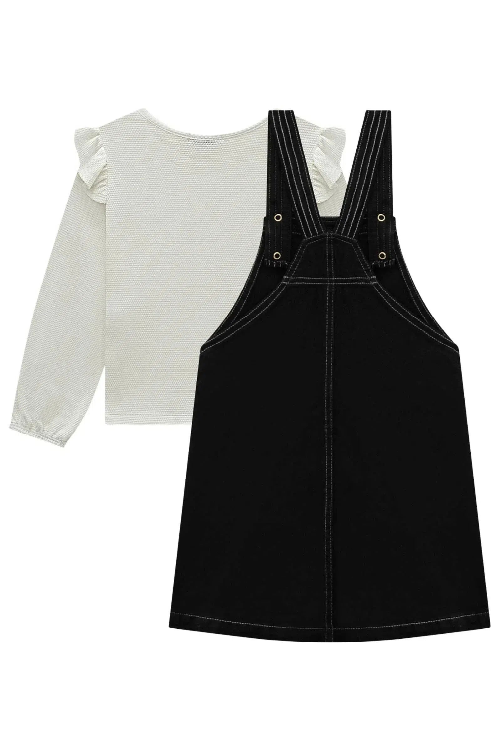 Conjunto de Blusa em Malha Bee com Salopete em Sarja com Elastano 80579 Infanti Infantil Menina