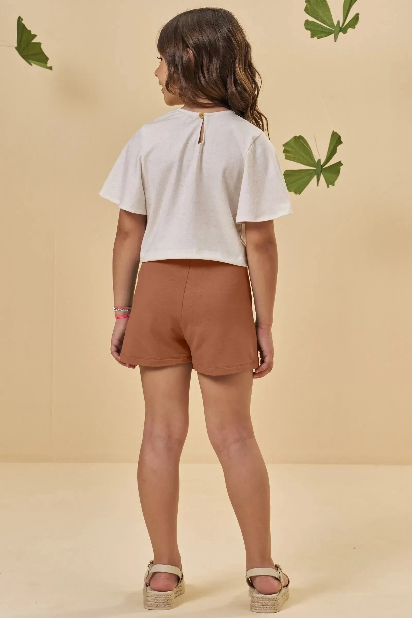 Conjunto de Blusa em Malha Fresh e Short Saia em Molevisco 95054 Kukiê Infantil Menina