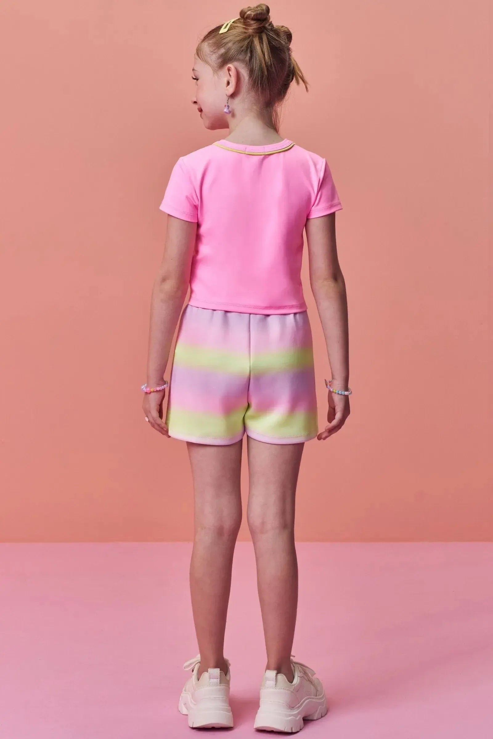 Conjunto de Blusa em Malha Poliamida e Short Saia em Fly Tech 98813 Infanti Infantil Menina