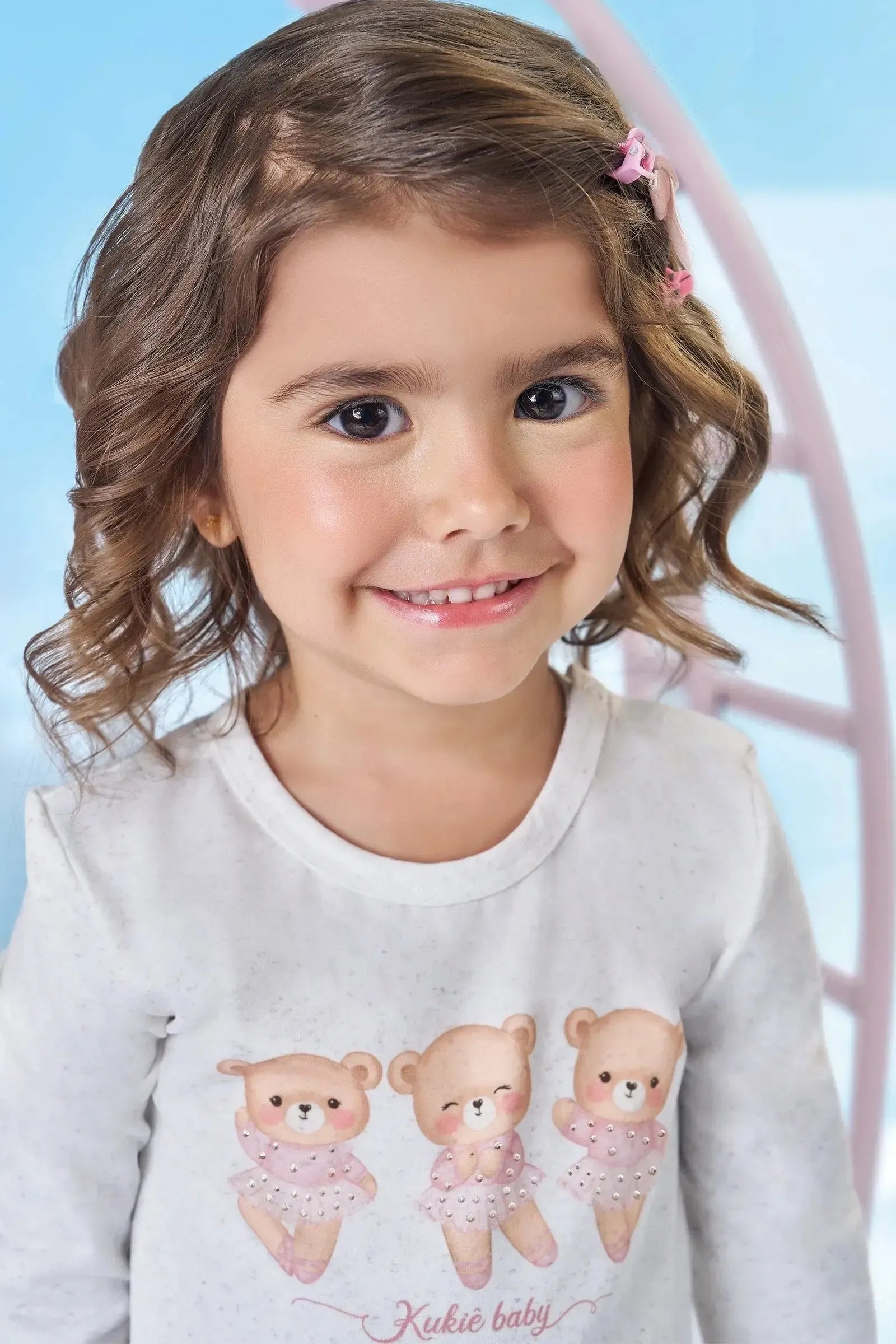 Conjunto de Blusa em Malha Power e Calça Legging em Canelado 92205 Kukiê Bebê Menina