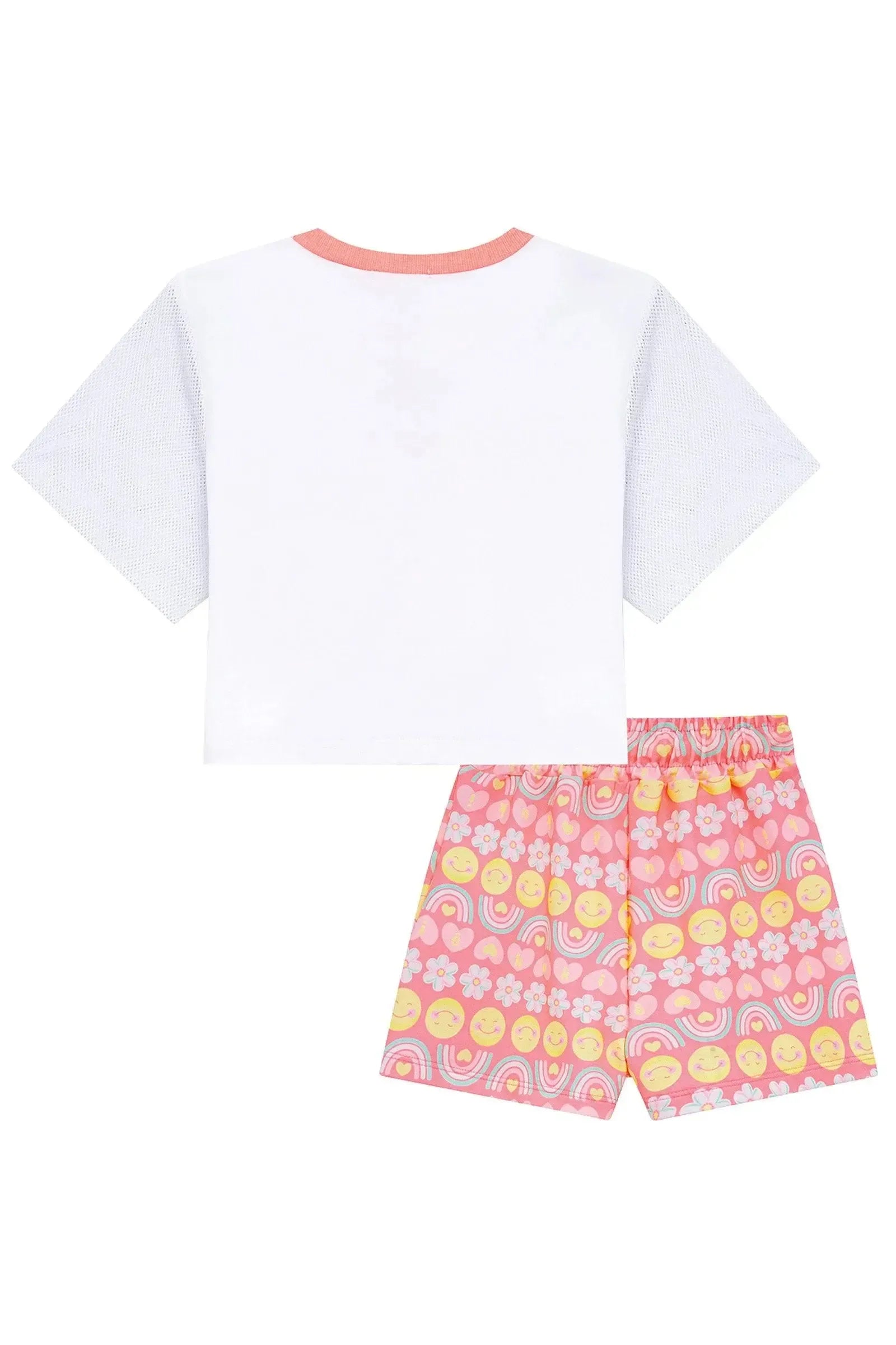 Conjunto de Blusa em Malha Power e Short Saia em Molecotton 95986 Kukiê Infantil Menina