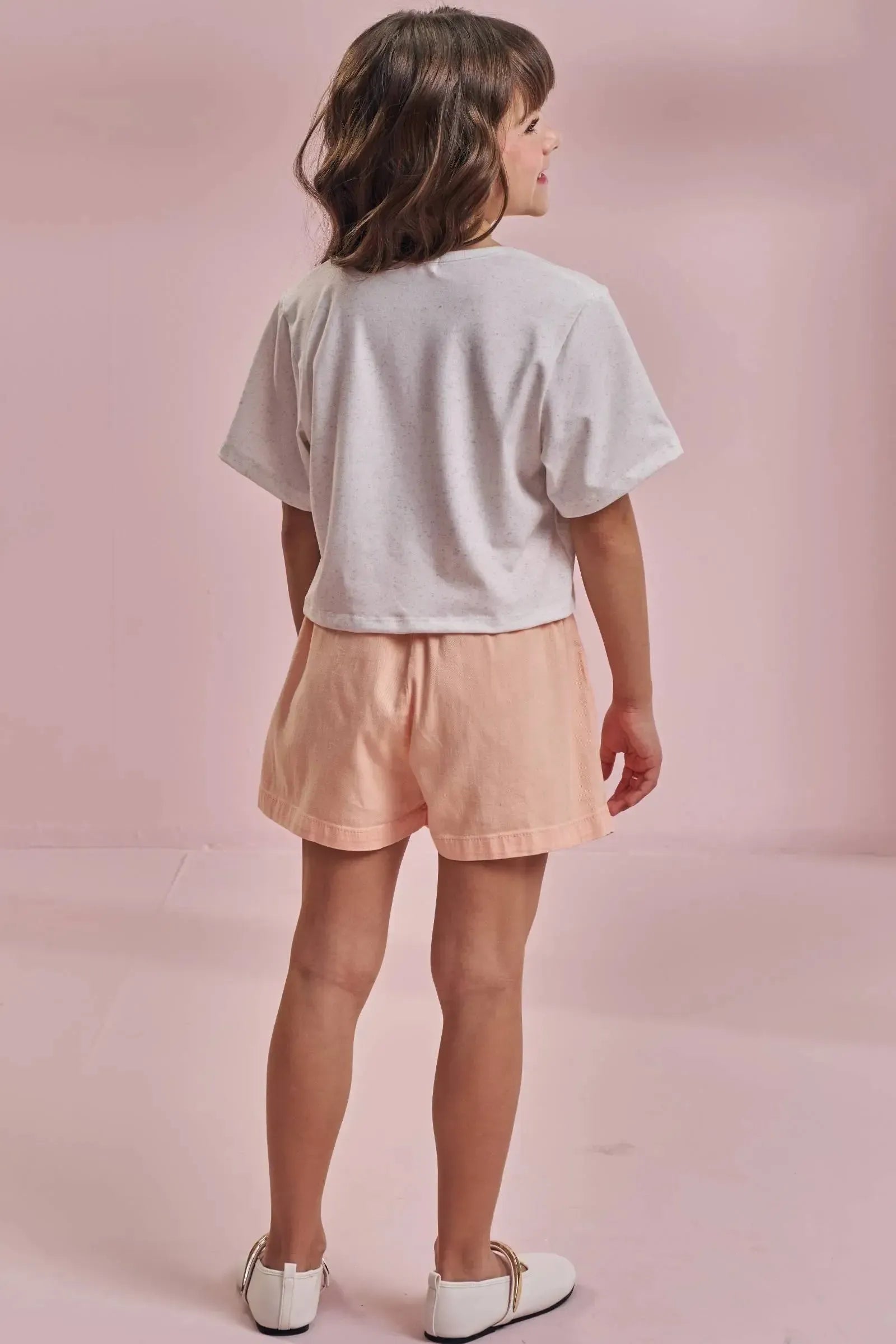 Conjunto de Blusa em Malha Power e Short Saia em Sarja com Elastano 96788 Kukiê Infantil Menina