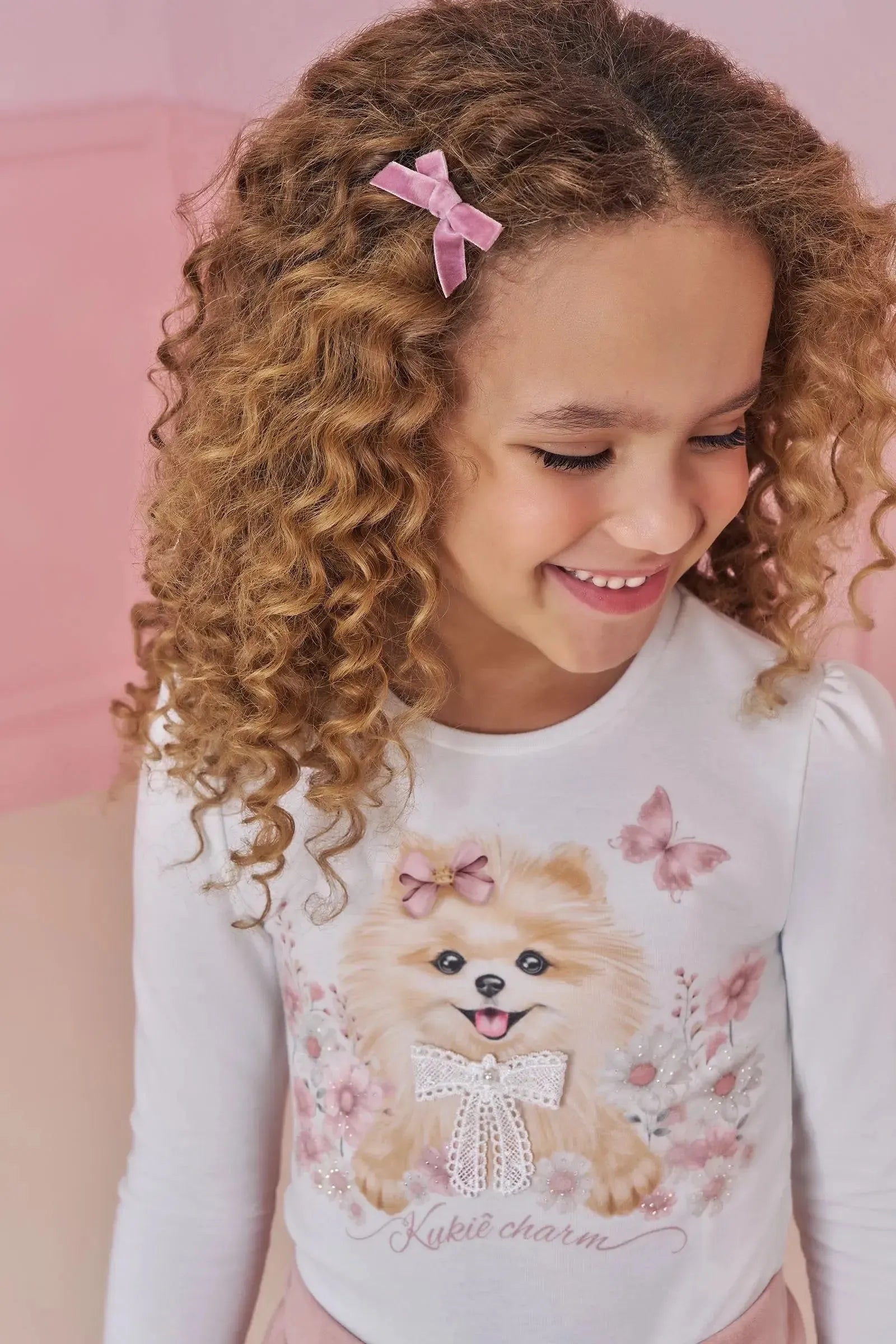 Conjunto de Blusa em Malha Power e Shorts em Malha Scuba Suede 91839 Kukiê Infantil Menina