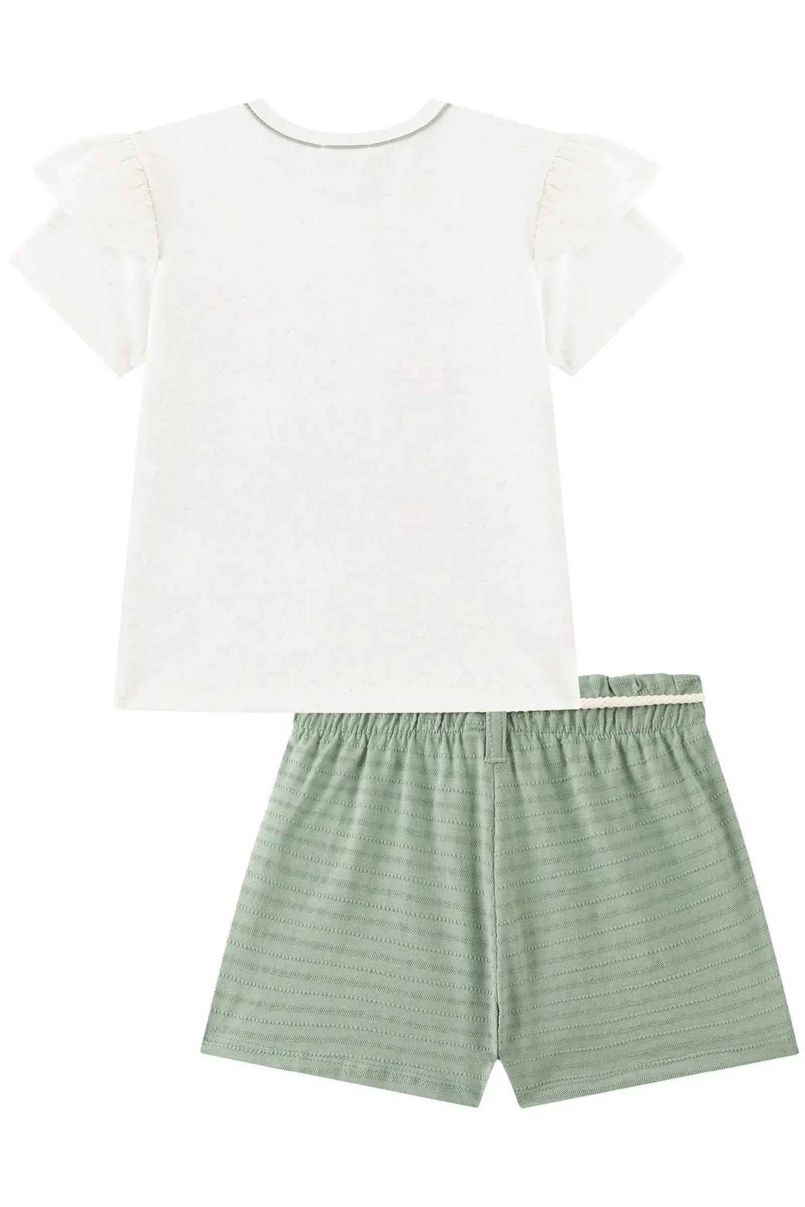 Conjunto de Blusa em Malha Power e Shorts em Meia Malha Textura 93850 Kukiê Infantil Menina
