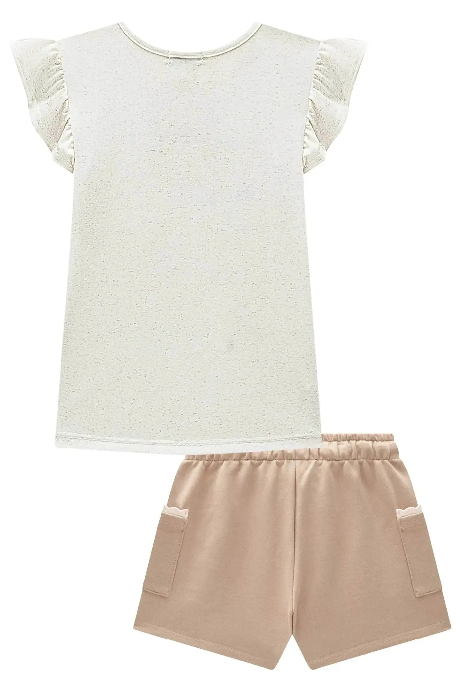 Conjunto de Blusa em Malha Power e Shorts em Moletom sem Pelúcia 84326 Infanti Infantil Menina