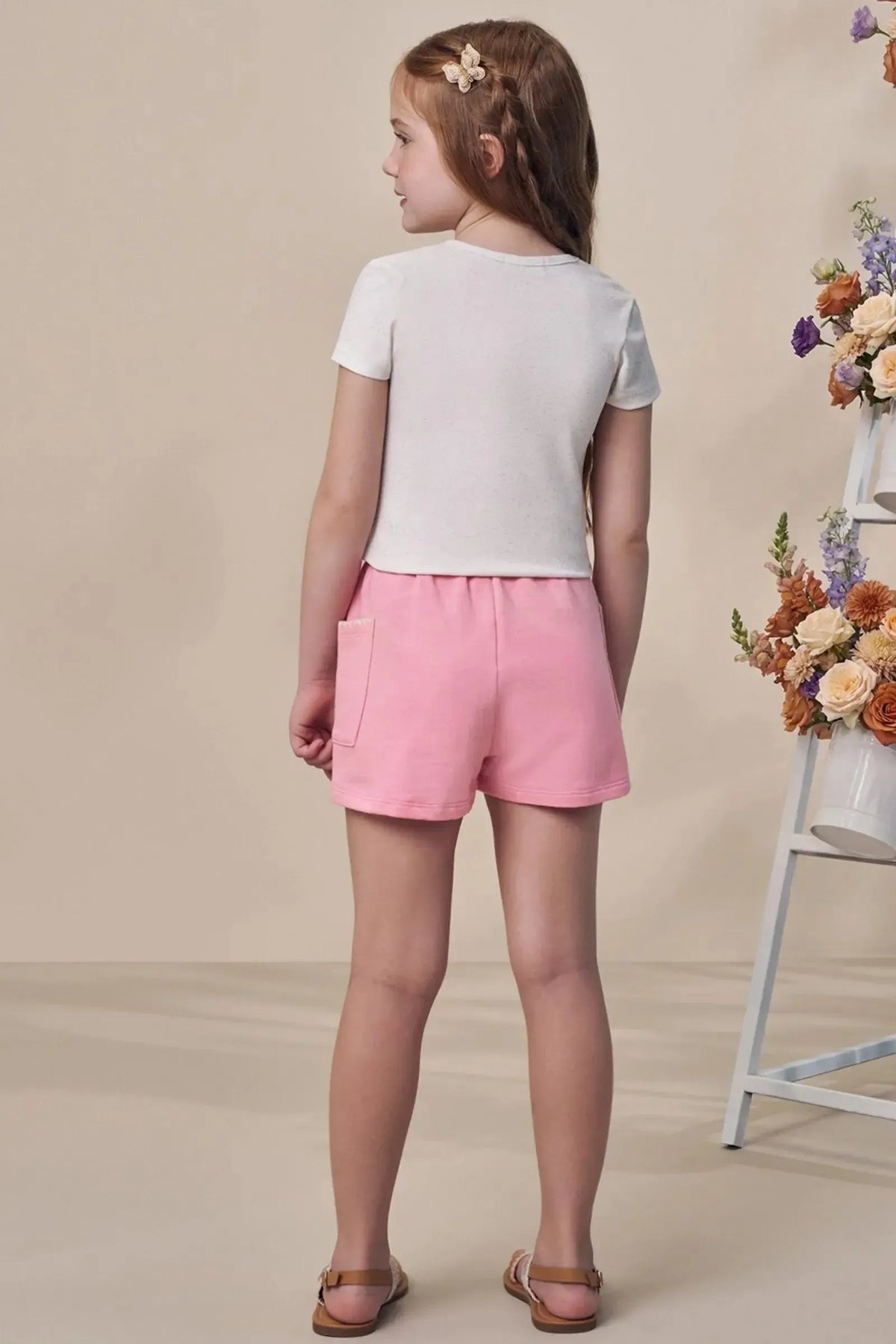 Conjunto de Blusa em Malha Power e Shorts em Moletom sem Pelúcia 98557 Infanti Infantil Menina