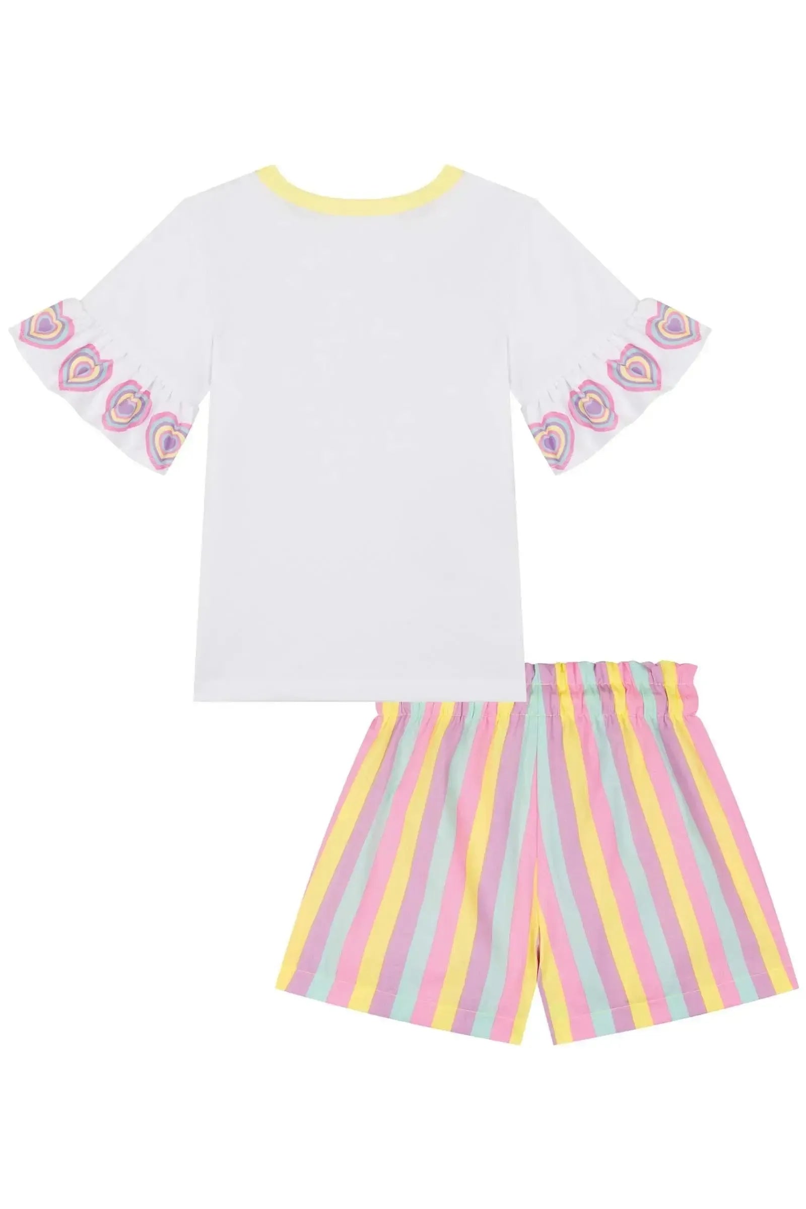 Conjunto de Blusa em Malha Power e Shorts em Tricoline 85810 Kukiê Infantil Menina
