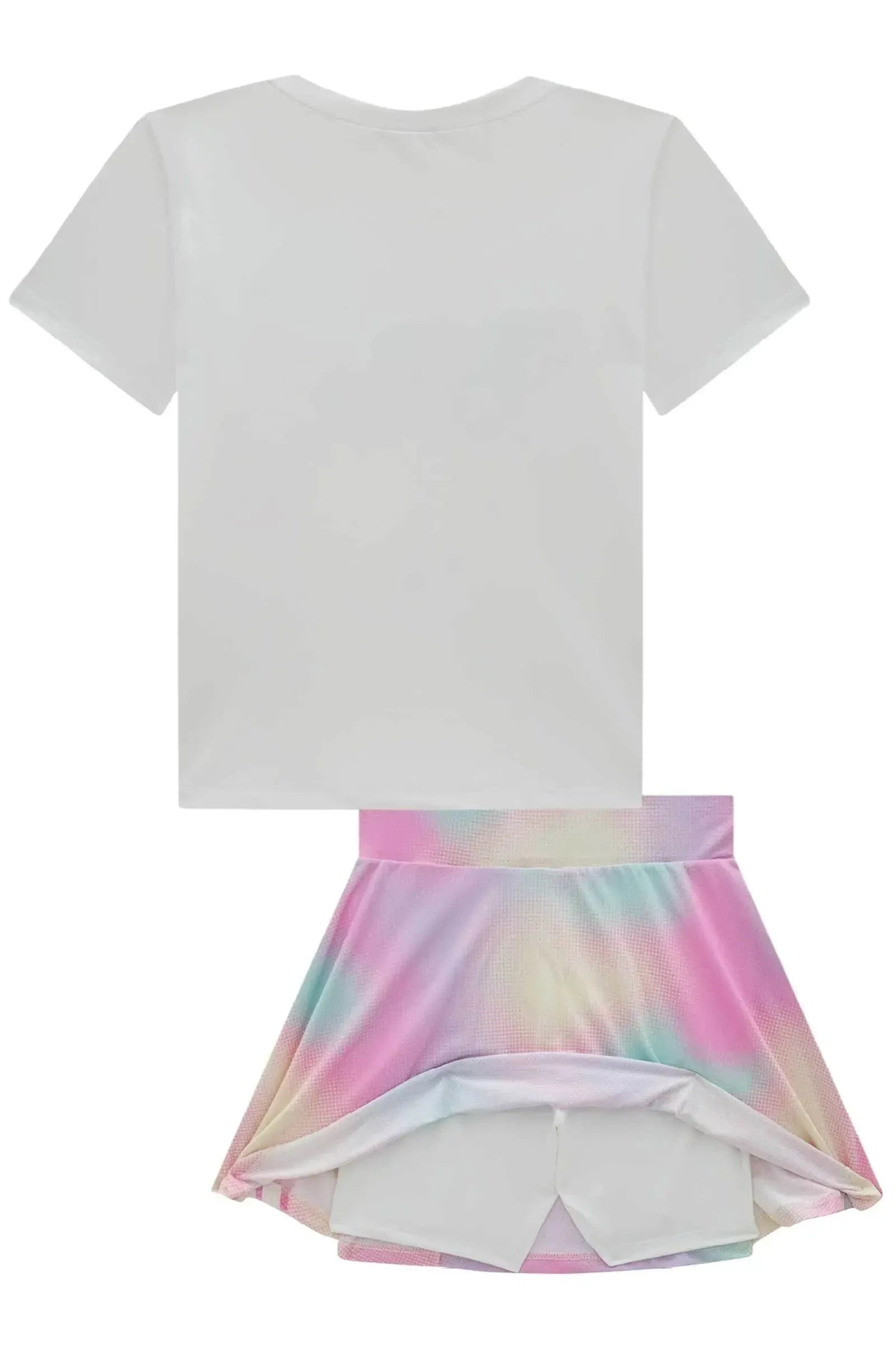 Conjunto de Blusa em Malha UV50 e Saia em Malha Yuki com Shorts Embutido 96539 Vic&Vicky Teen Menina