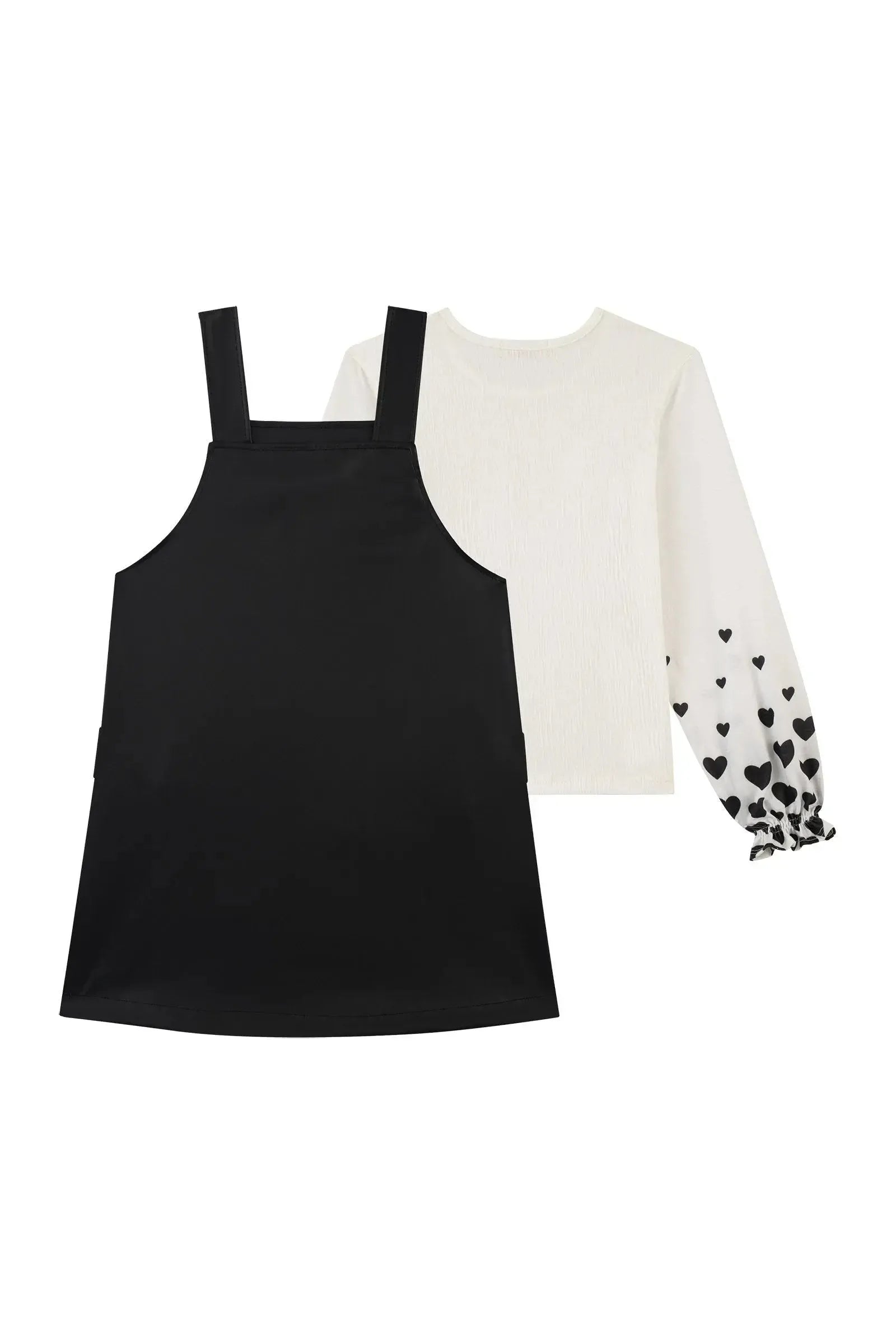 Conjunto de Blusa em Malha Wave e Salopete em Couro Eco 93780 Kukiê Infantil Menina