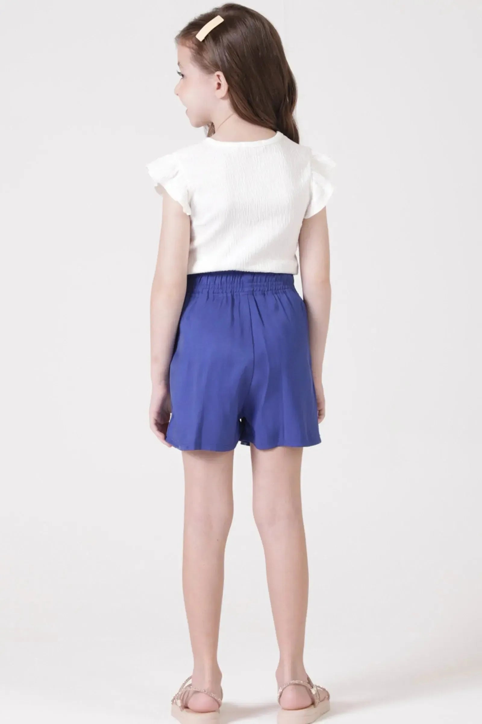 Conjunto de Blusa em Malha Wave e Shorts em Twill Fever 88236 Kukiê Infantil Menina