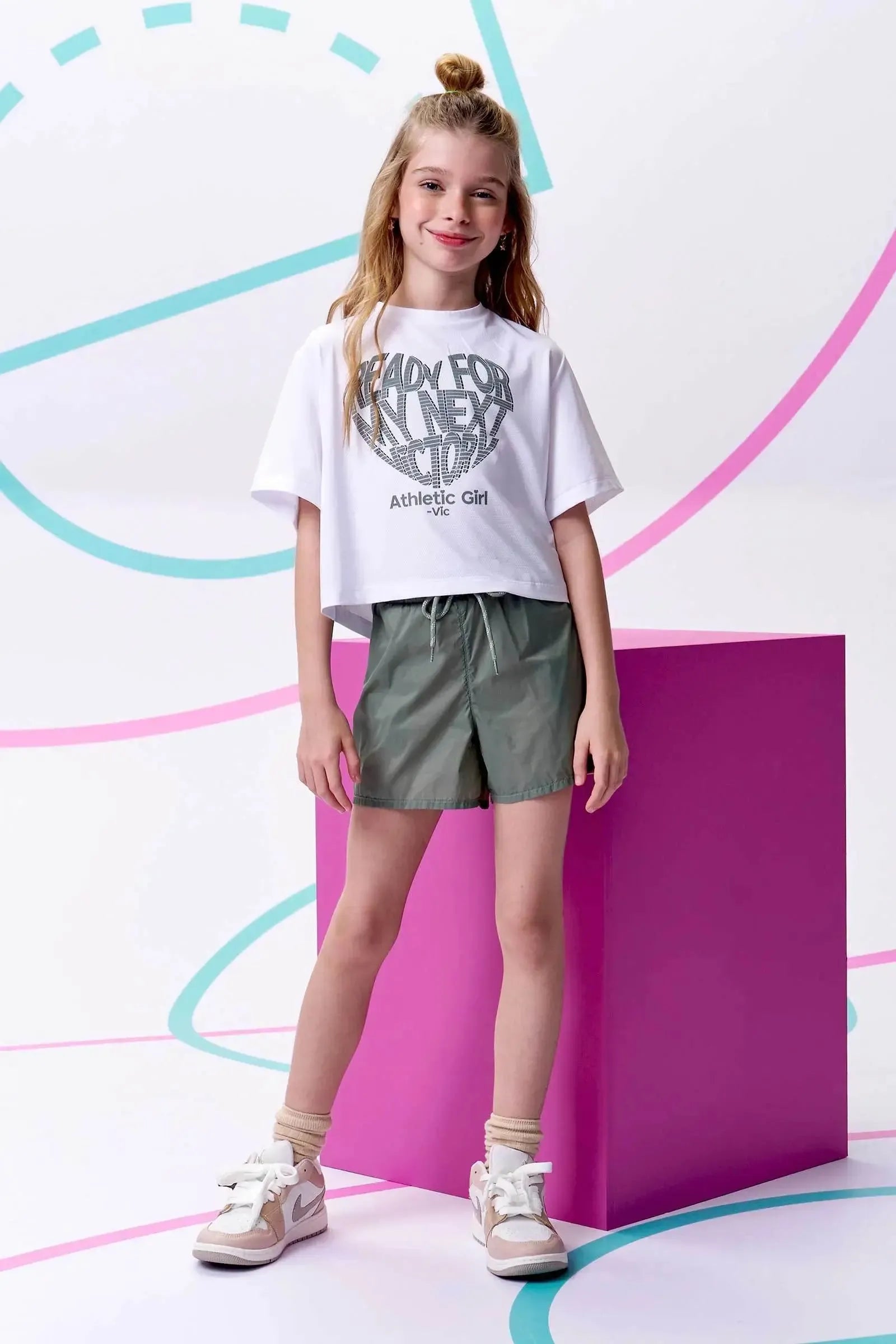 Conjunto de Blusa em Malha Yuki e Shorts em Air Tech 96529 Vic&Vicky Teen Menina