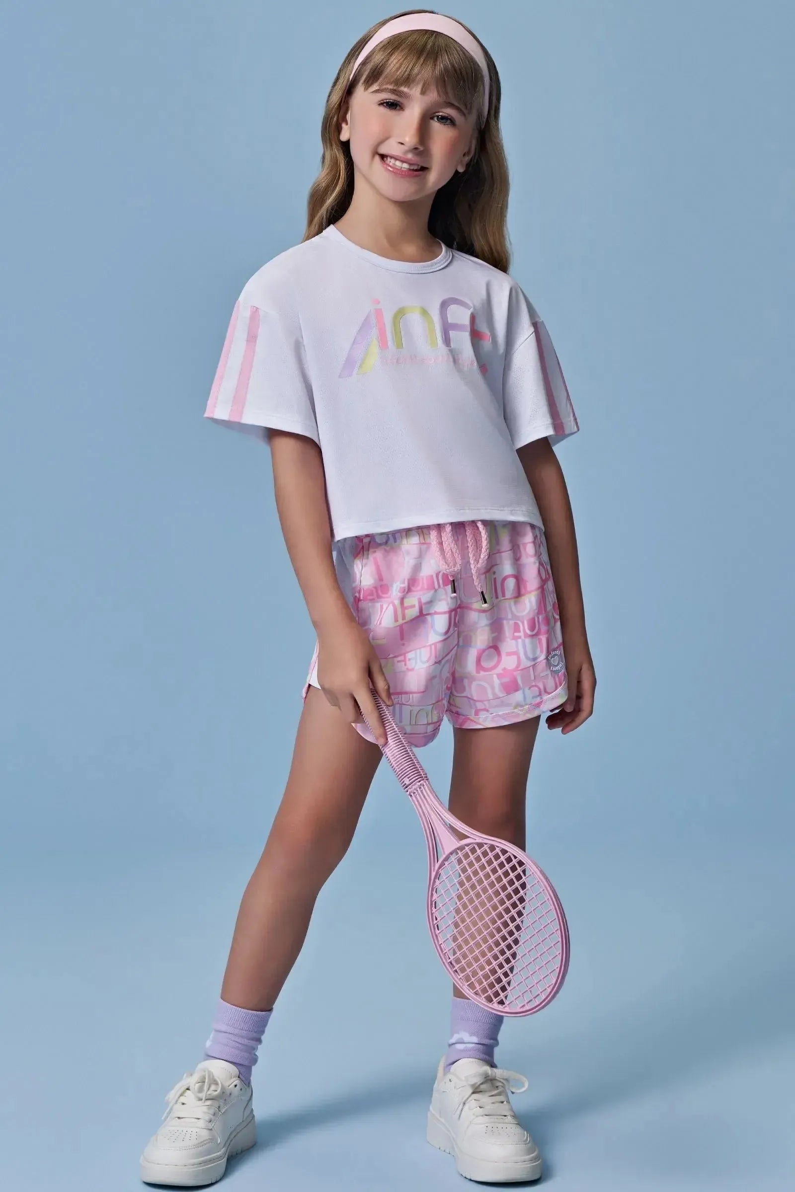 Conjunto de Blusa em Malha Yuki e Shorts em Ergonomic 96474 Infanti Infantil Menina