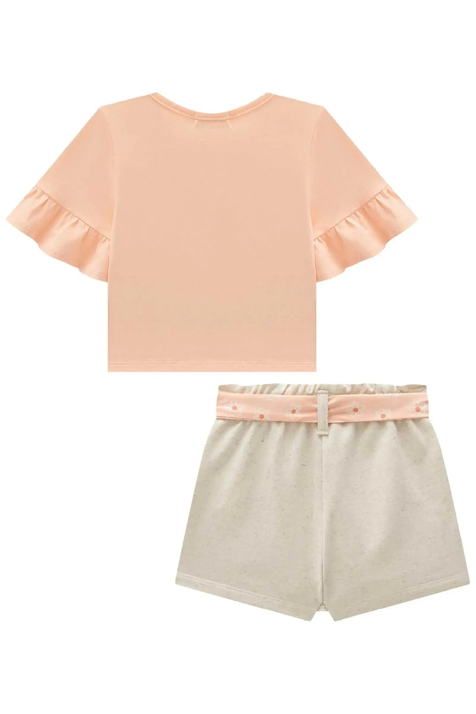 Conjunto de Blusa em Meia Malha com Short Saia em Moletom sem Pelúcia 96922 Infanti Infantil Menina