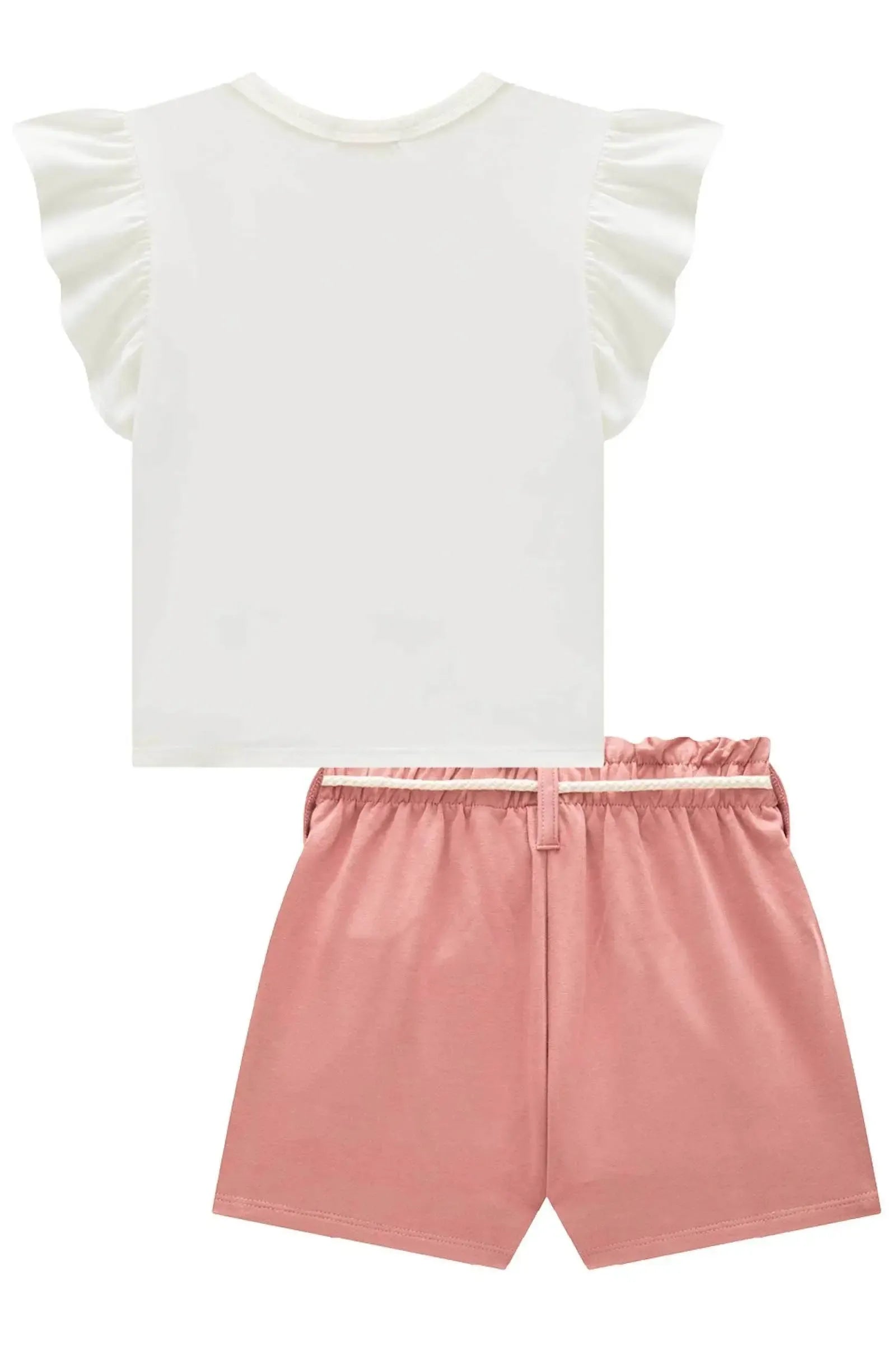 Conjunto de Blusa em Meia Malha com Shorts em Molevisco 93526 Infanti Infantil Menina