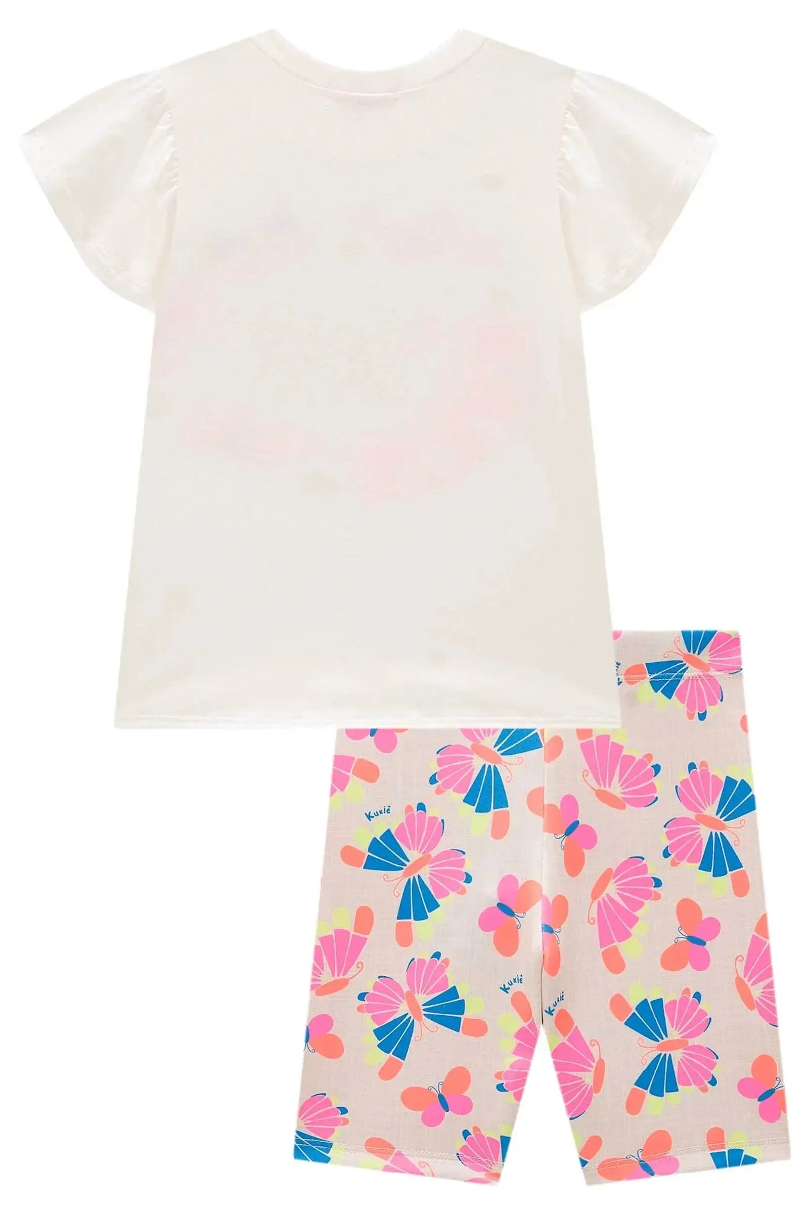 Conjunto de Blusa em Meia Malha e Bermuda Biker em Fly Tech 98453 Kukiê Infantil Menina