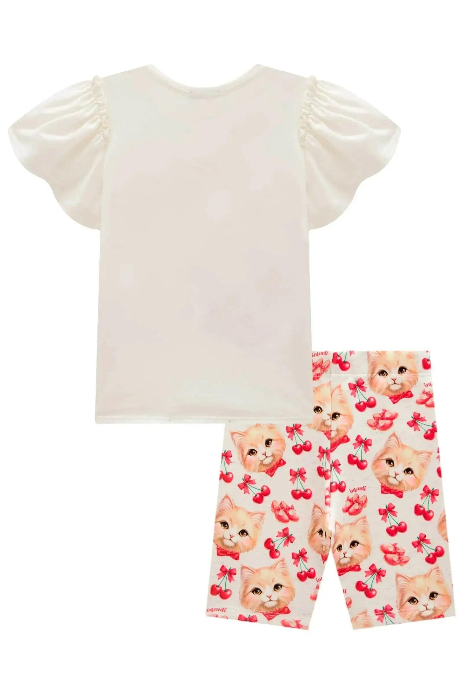 Conjunto de Blusa em Meia Malha e Bermuda Biker em Fly Tech 98716 Infanti Infantil Menina