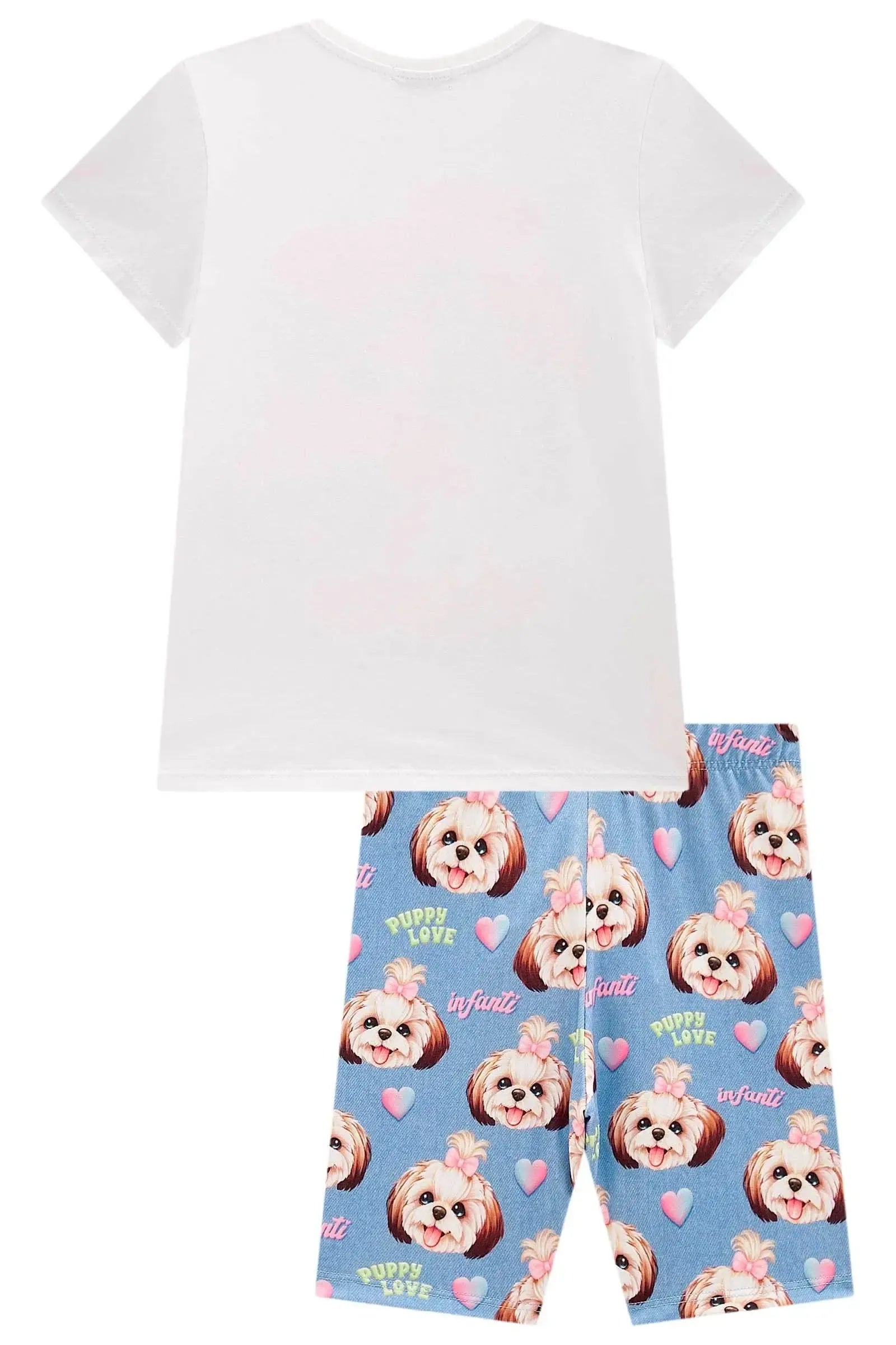 Conjunto de Blusa em Meia Malha e Bermuda Biker em Malha Power 98076 Infanti Infantil Menina