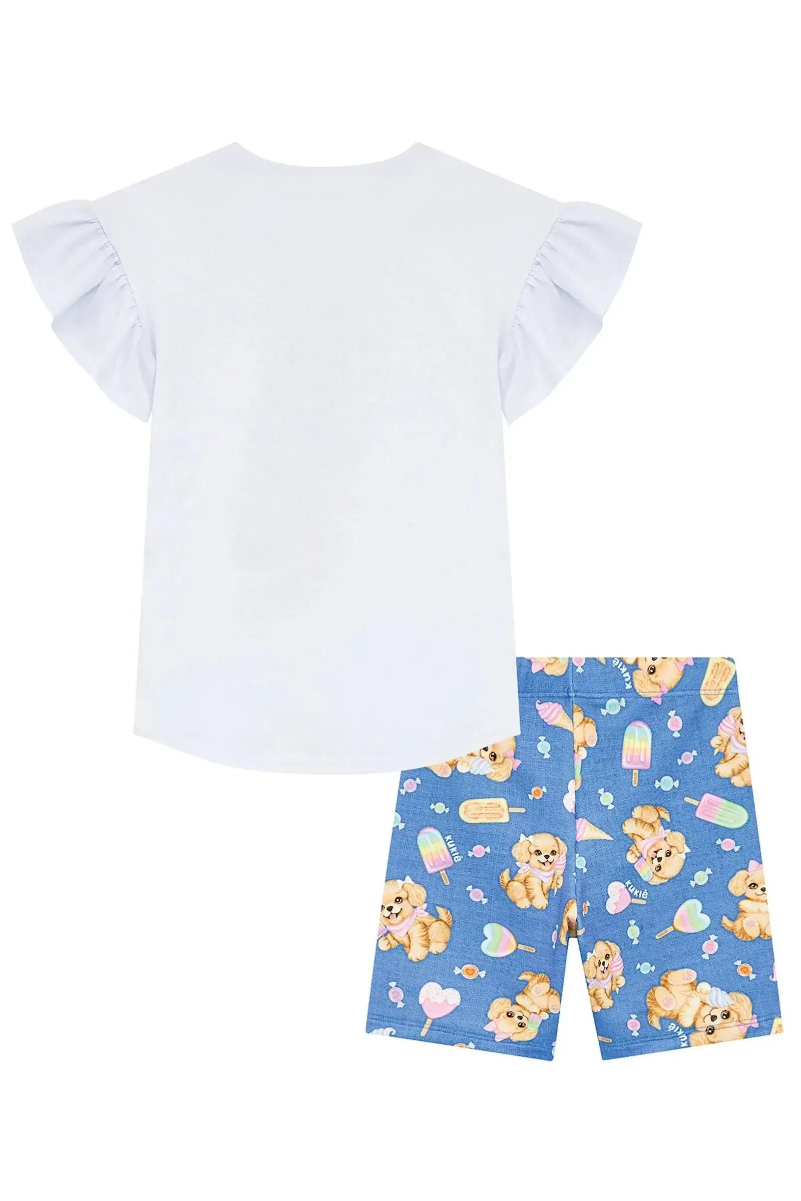 Conjunto de Blusa em Meia Malha e Bermuda Biker em Molecotton 96679 Kukiê Infantil Menina