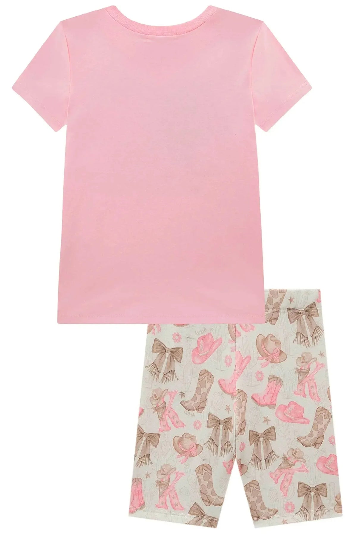 Conjunto de Blusa em Meia Malha e Bermuda Biker em Molecotton 98734 Kukiê Infantil Menina
