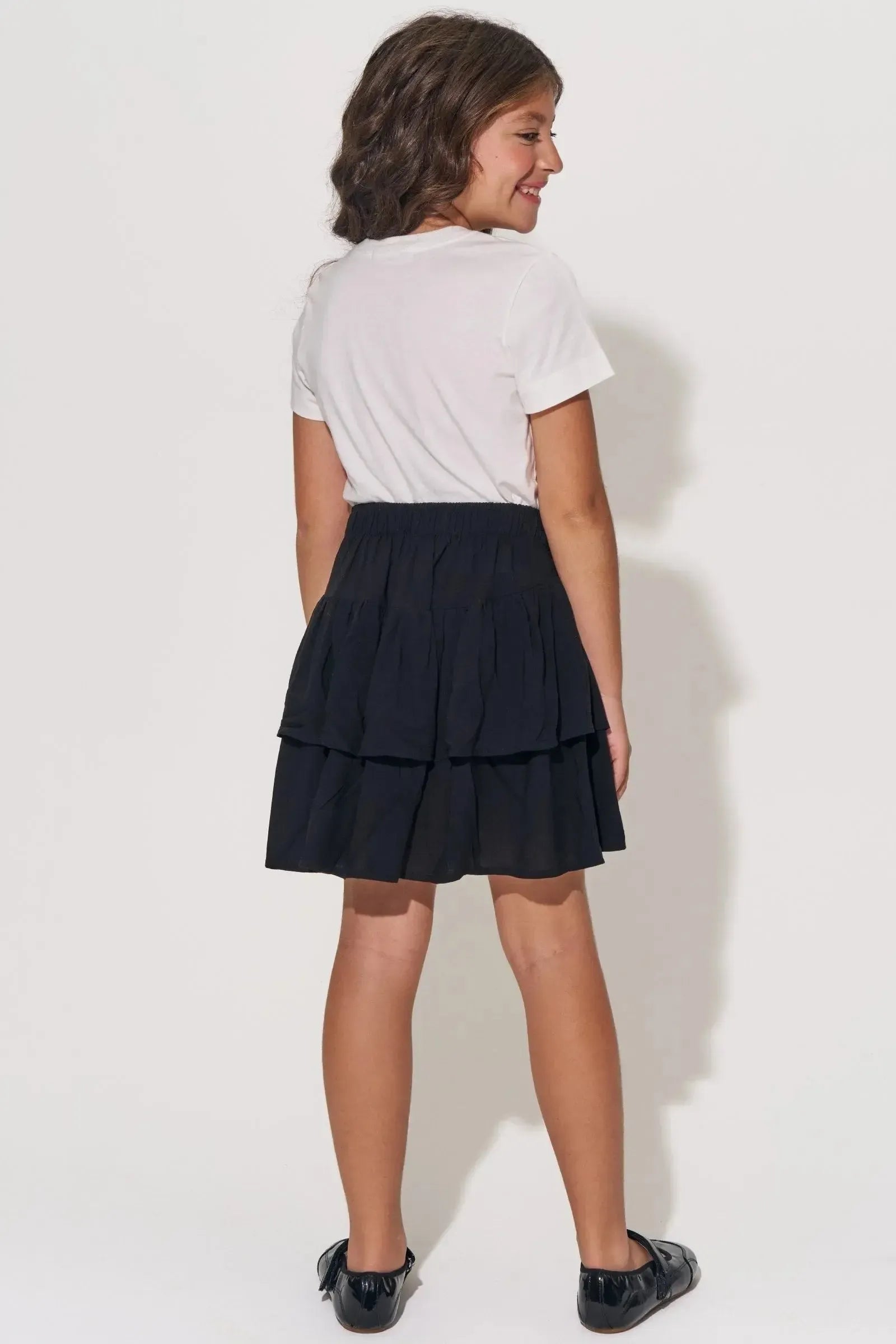 Conjunto de Blusa em Meia Malha e Saia em Viscolinho Summer 95916 Lilimoon Teen Menina