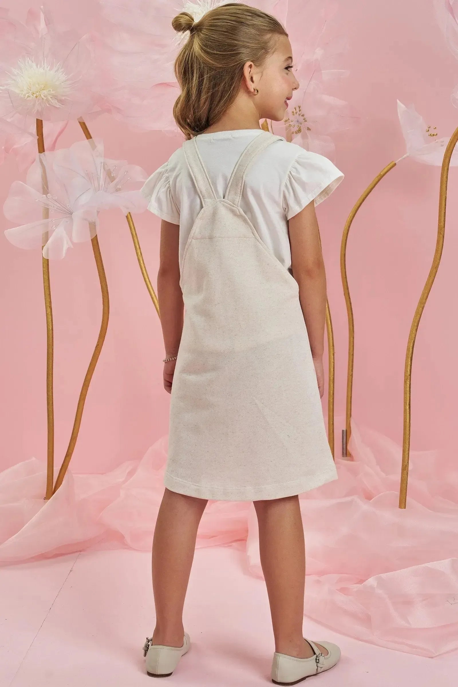 Conjunto de Blusa em Meia Malha e Salopete em Moletom Linho 84372 Infanti Infantil Menina