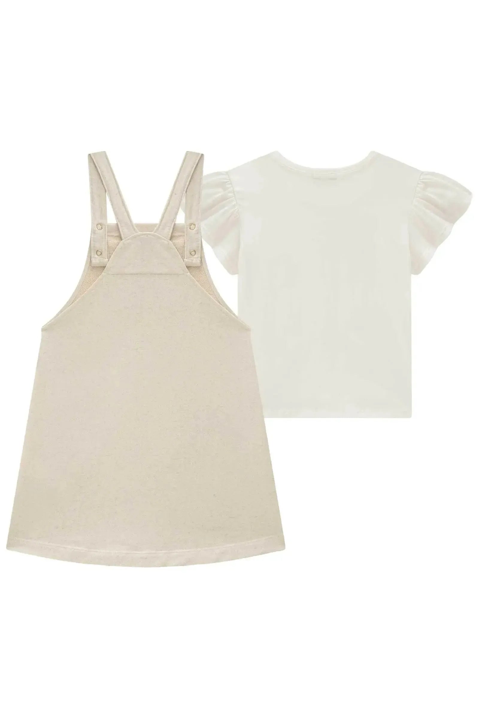 Conjunto de Blusa em Meia Malha e Salopete em Moletom Linho 84372 Infanti Infantil Menina