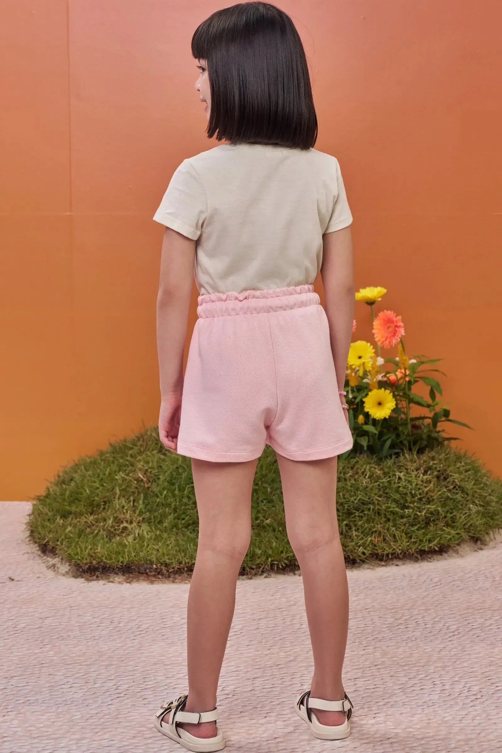 Conjunto de Blusa em Meia Malha e Short em Moletom sem Pelúcia 99598 Kukiê Infantil Menina
