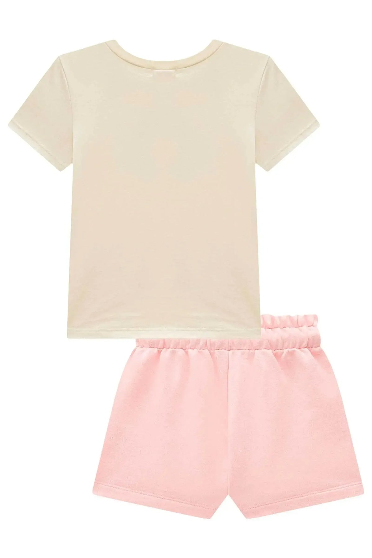 Conjunto de Blusa em Meia Malha e Short em Moletom sem Pelúcia 99598 Kukiê Infantil Menina
