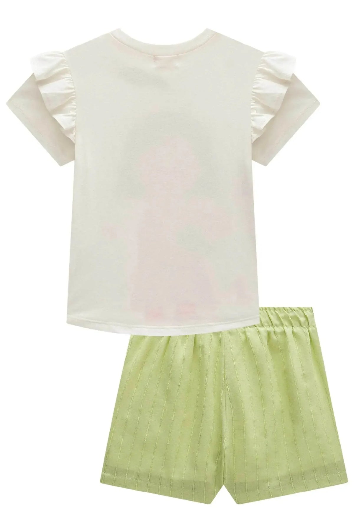 Conjunto de Blusa em Meia Malha e Short em Viscolinho 99593 Kukiê Infantil Menina