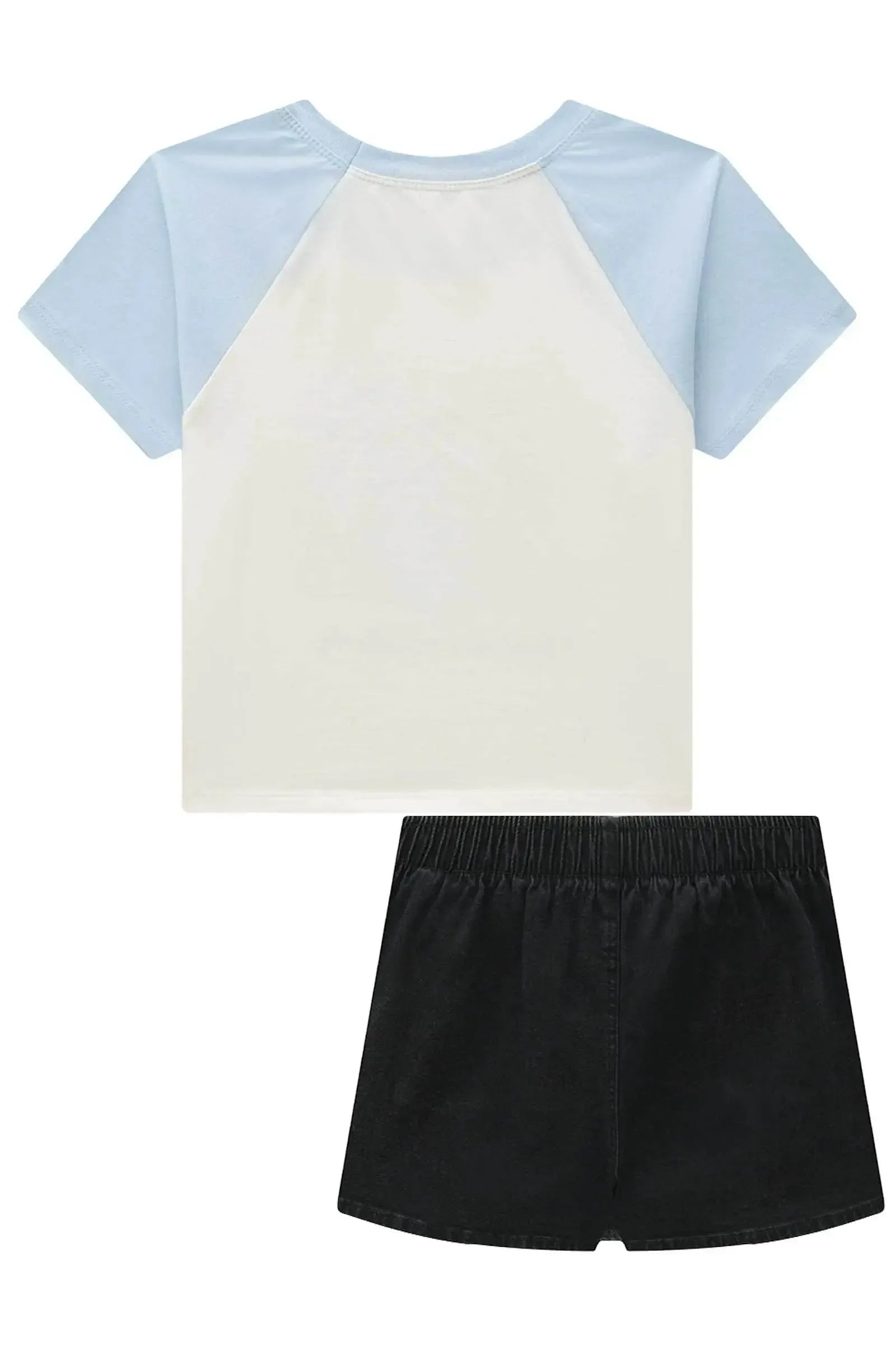 Conjunto de Blusa em Meia Malha e Short Saia em Jeans com Elastano 95905 Lilimoon Teen Menina