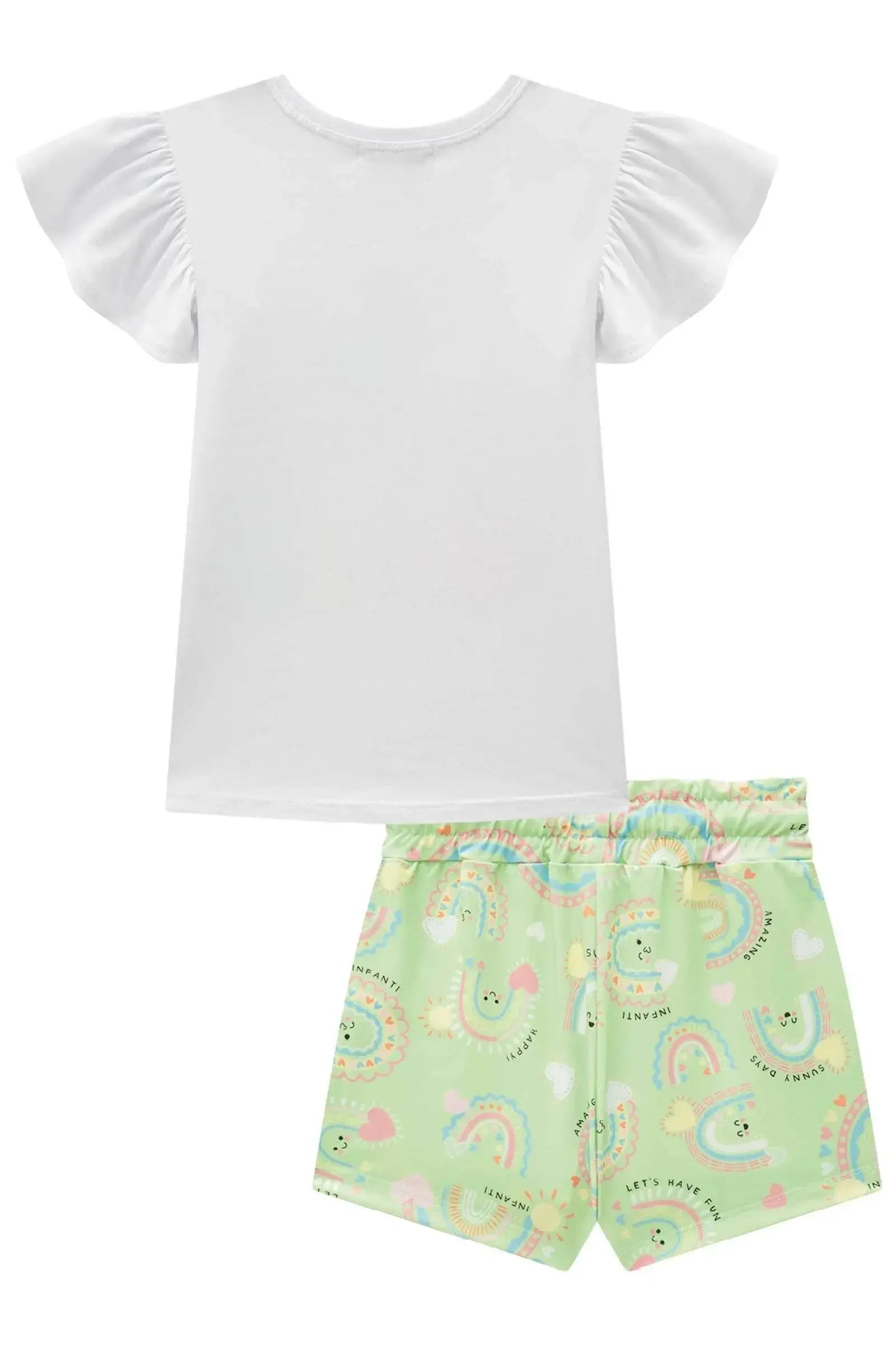 Conjunto de Blusa em Meia Malha e Short Saia em Malha Power 83518 Infanti Infantil Menina