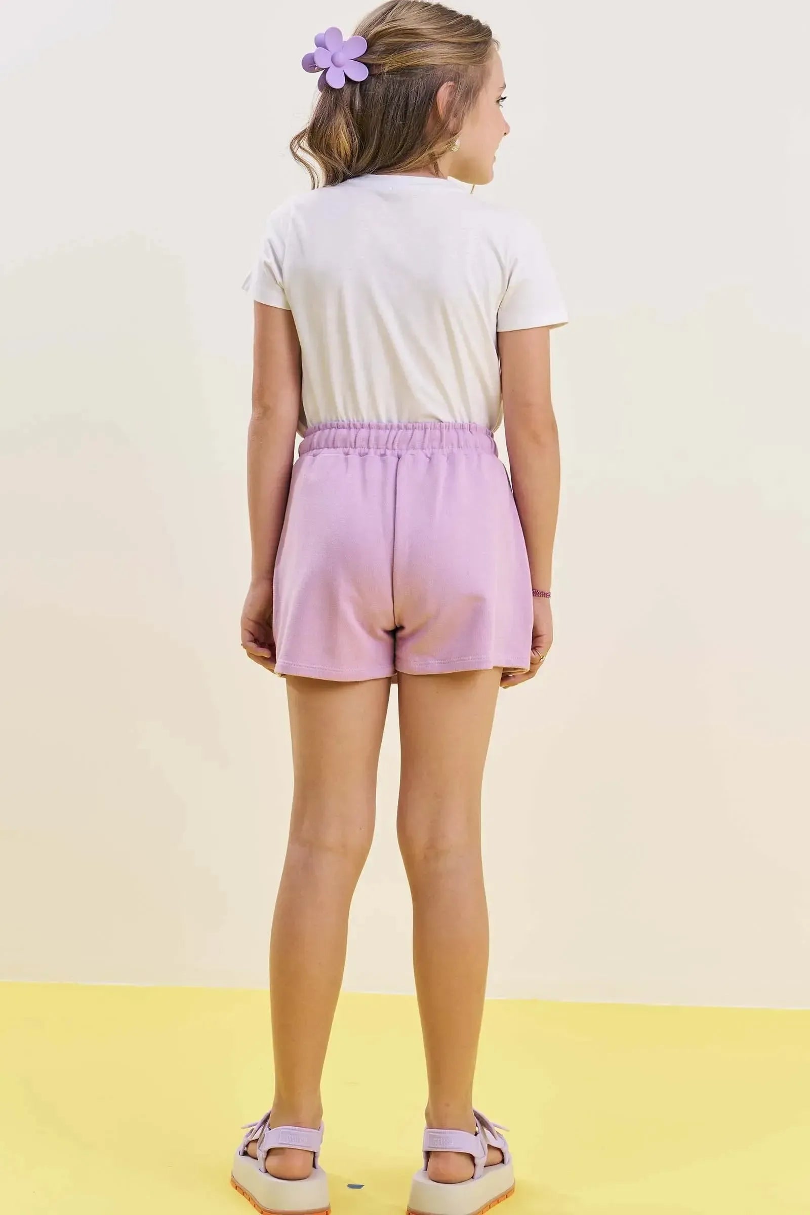 Conjunto de Blusa em Meia Malha e Short Saia em Moletom 84921 Vic&Vicky Teen Menina
