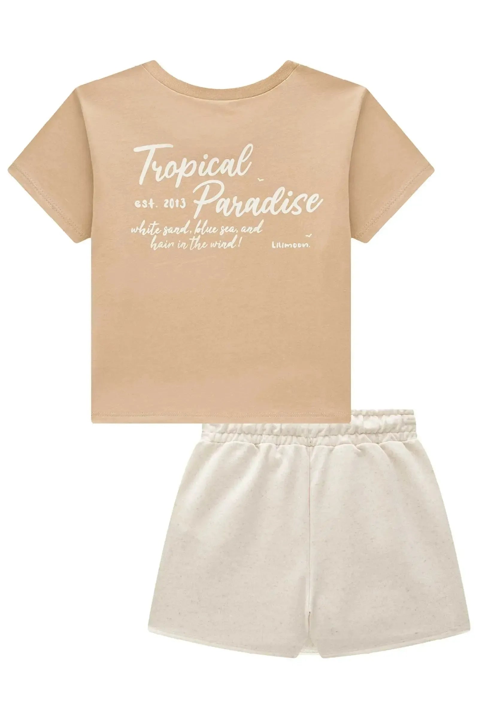 Conjunto de Blusa em Meia Malha e Short Saia em Moletom sem Pelúcia 95821 Lilimoon Teen Menina