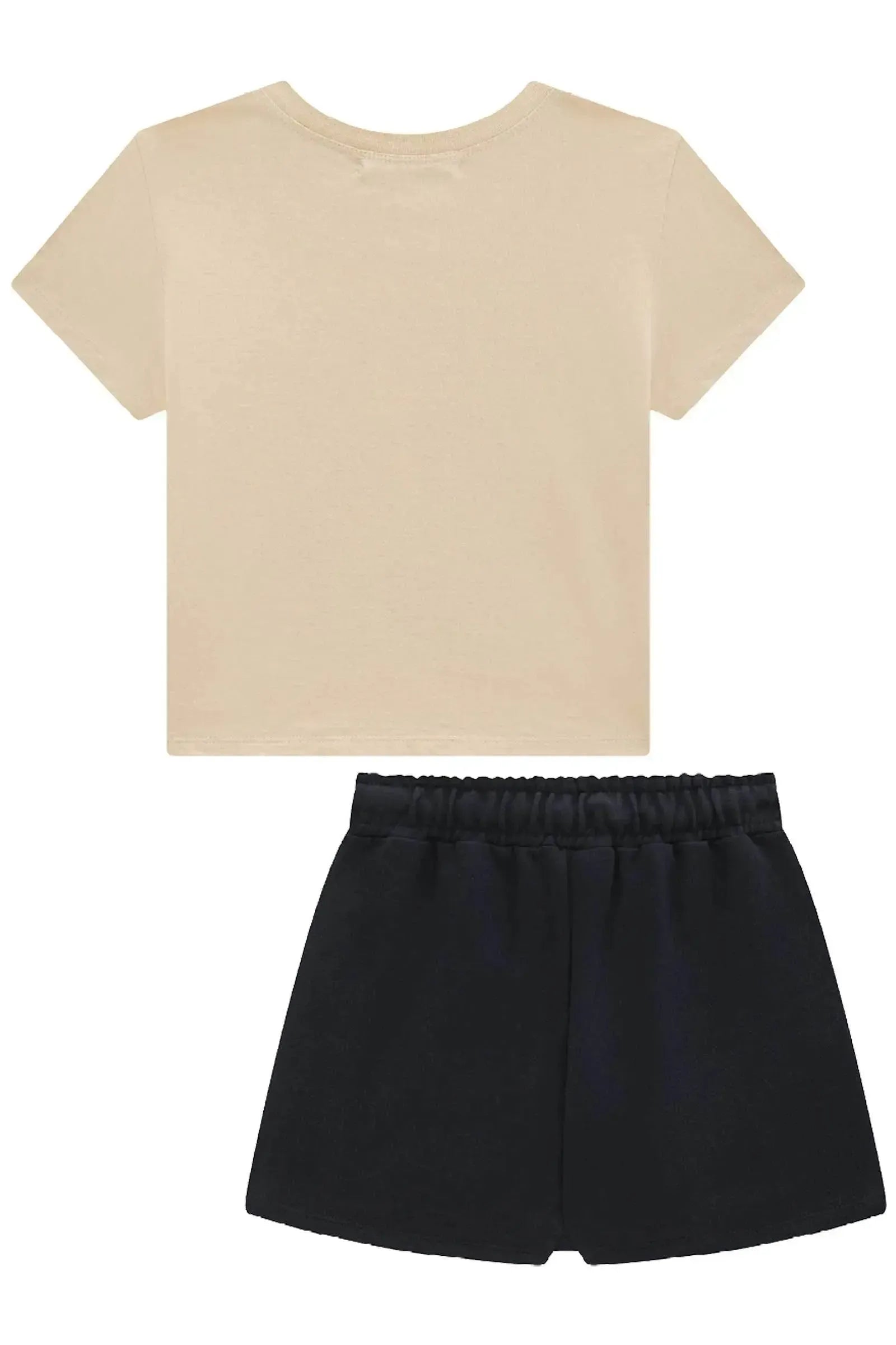 Conjunto de Blusa em Meia Malha e Short Saia em Moletom sem Pelúcia 96307 Lilimoon Teen Menina