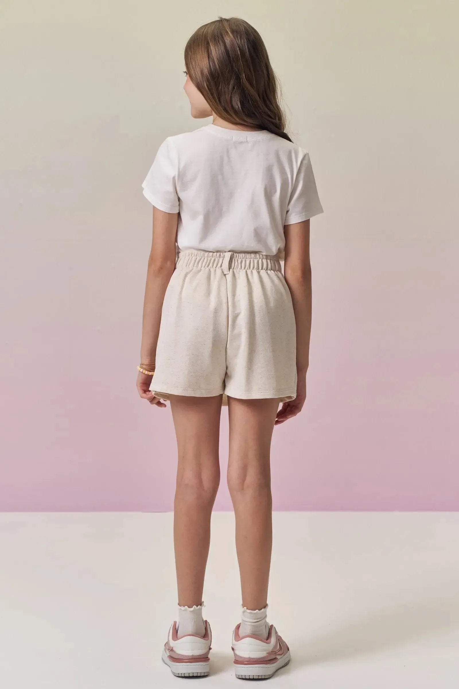 Conjunto de Blusa em Meia Malha e Short Saia em Moletom sem Pelúcia 96845 Vic&Vicky Teen Menina