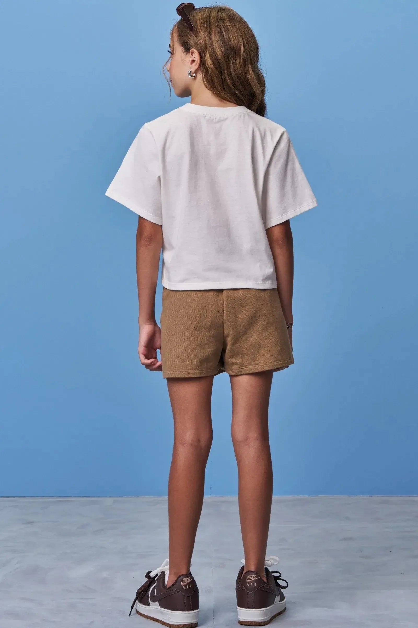 Conjunto de Blusa em Meia Malha e Short Saia em Moletom sem Pelúcia 98252 Vic Teen Menina