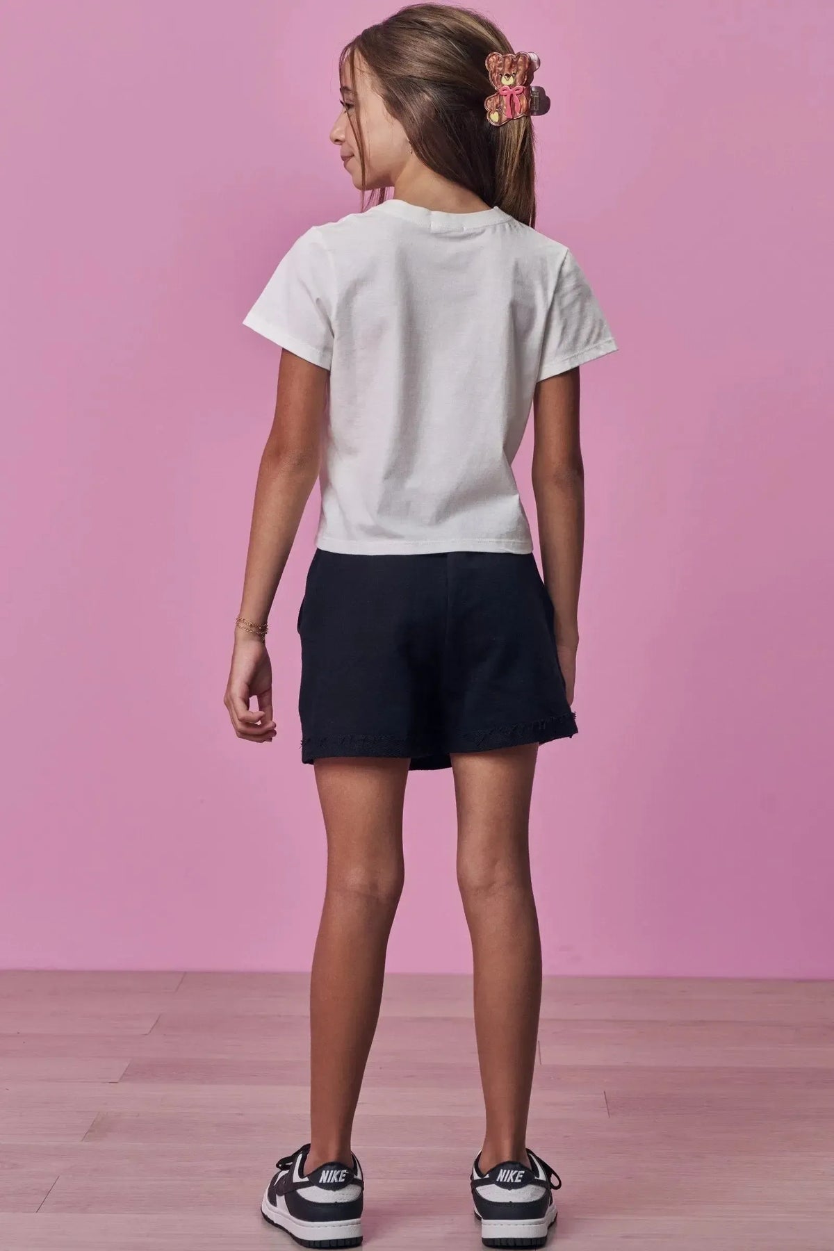 Conjunto de Blusa em Meia Malha e Short Saia em Moletom sem Pelúcia 99102 Vic Teen Menina