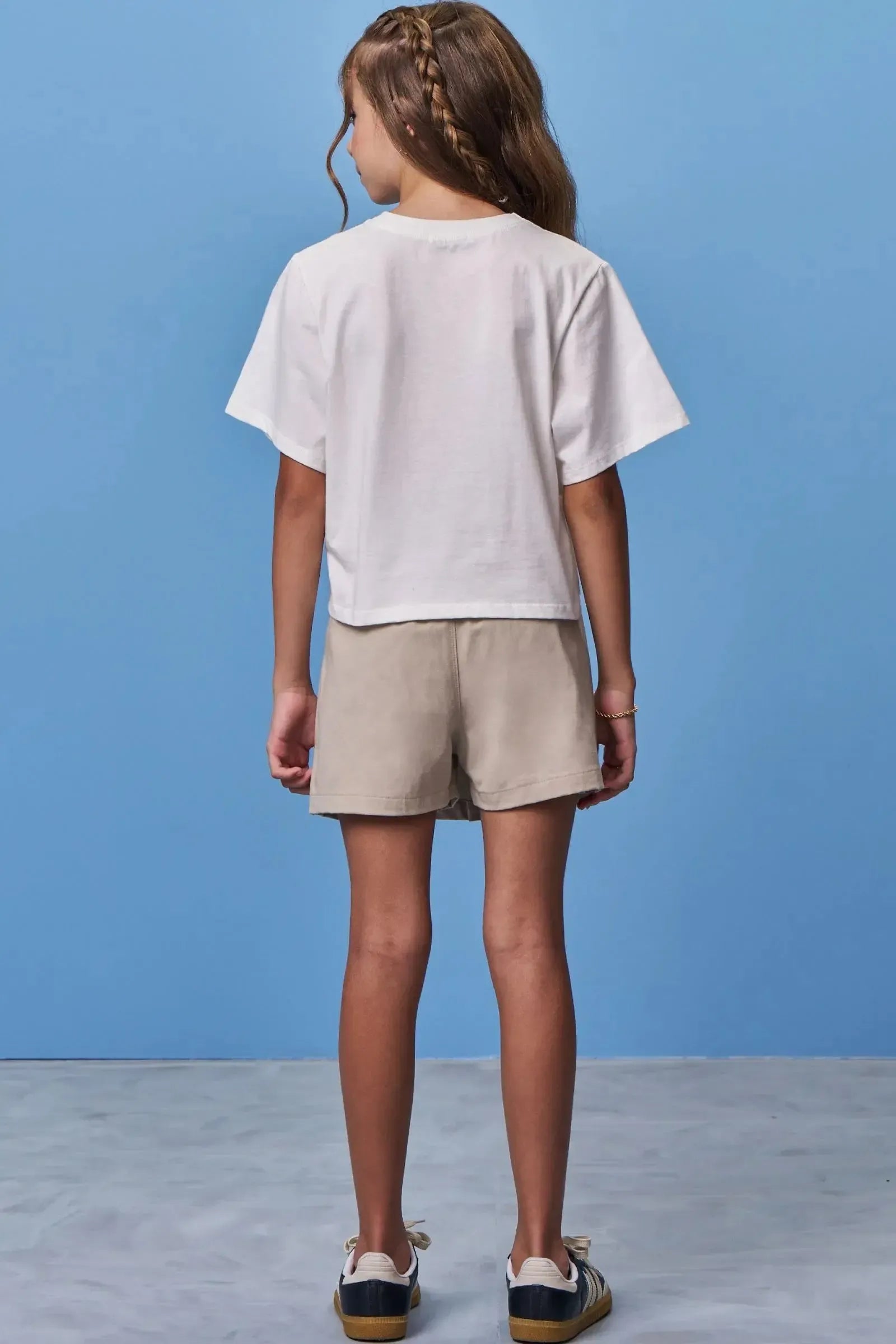 Conjunto de Blusa em Meia Malha e Short Saia em Sarja com Elastano 98511 Vic Teen Menina