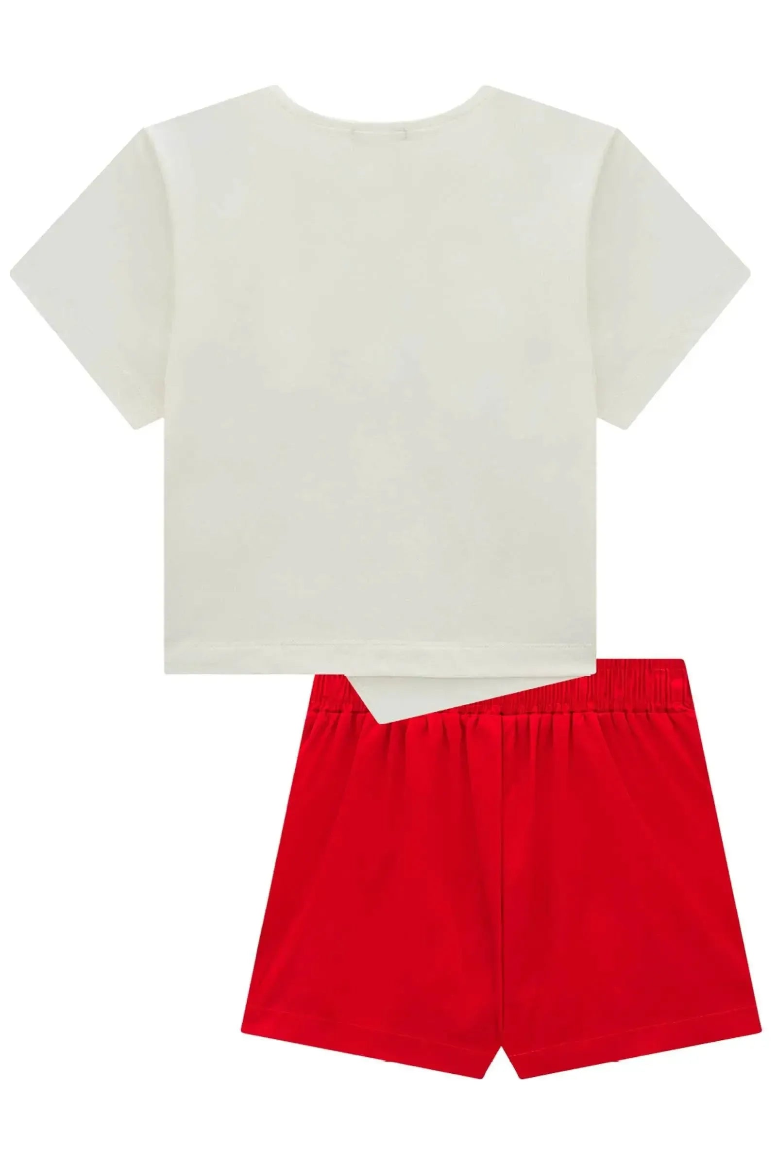 Conjunto de Blusa em Meia Malha e Short Saia em Tricoline com Elastano 98247 Vic Teen Menina