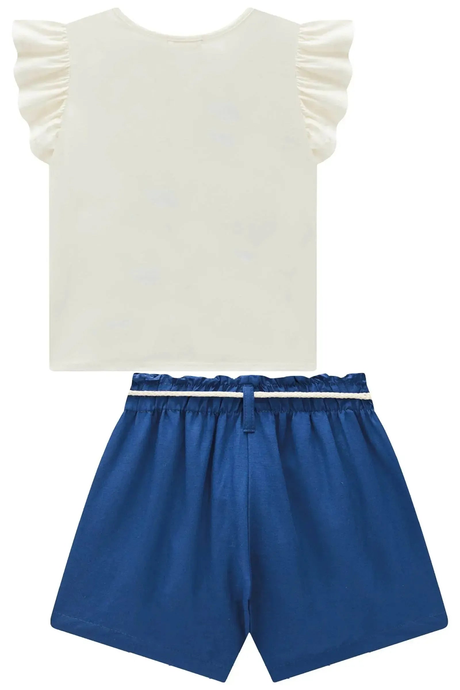 Conjunto de Blusa em Meia Malha e Shorts em Blend de Linho 93332 Infanti Infantil Menina