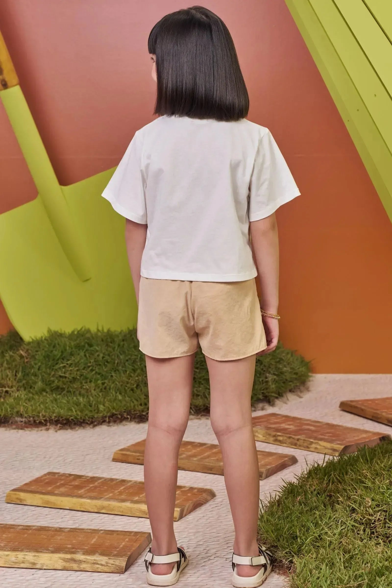 Conjunto de Blusa em Meia Malha e Shorts em Cupro 98280 Kukiê Infantil Menina