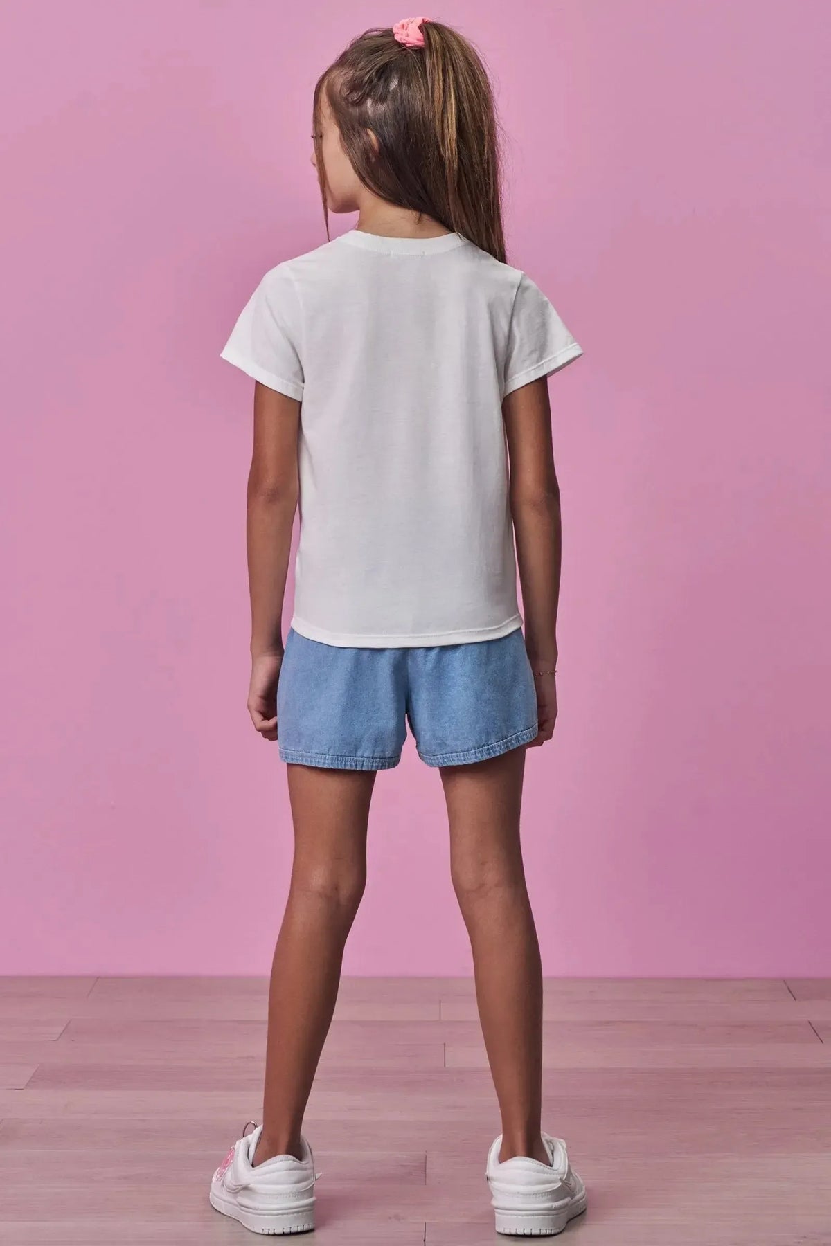 Conjunto de Blusa em Meia Malha e Shorts em Jeans 99227 Vic Teen Menina