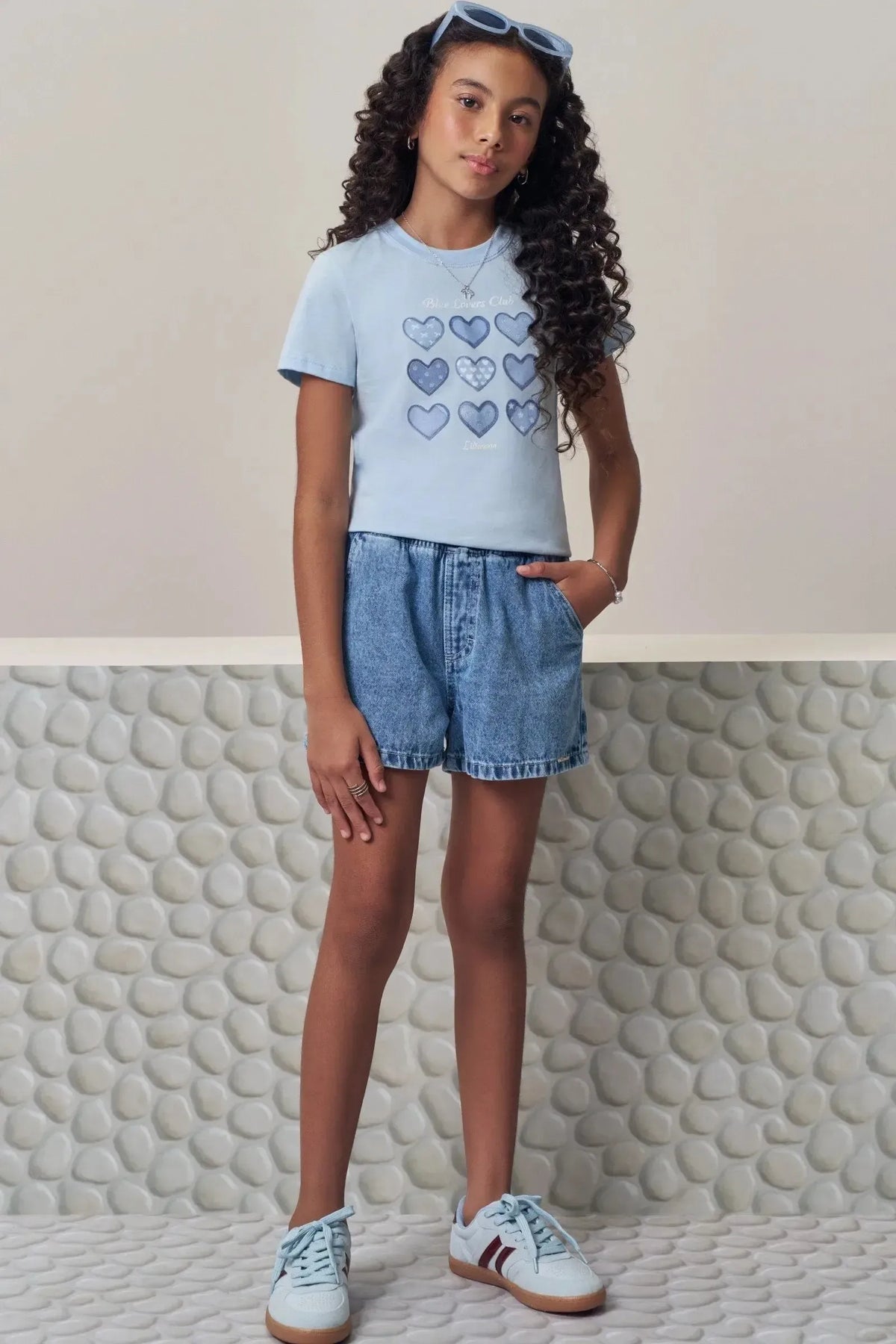 Conjunto de Blusa em Meia Malha e Shorts em Jeans Wishita 99350 Lilimoon Teen Menina