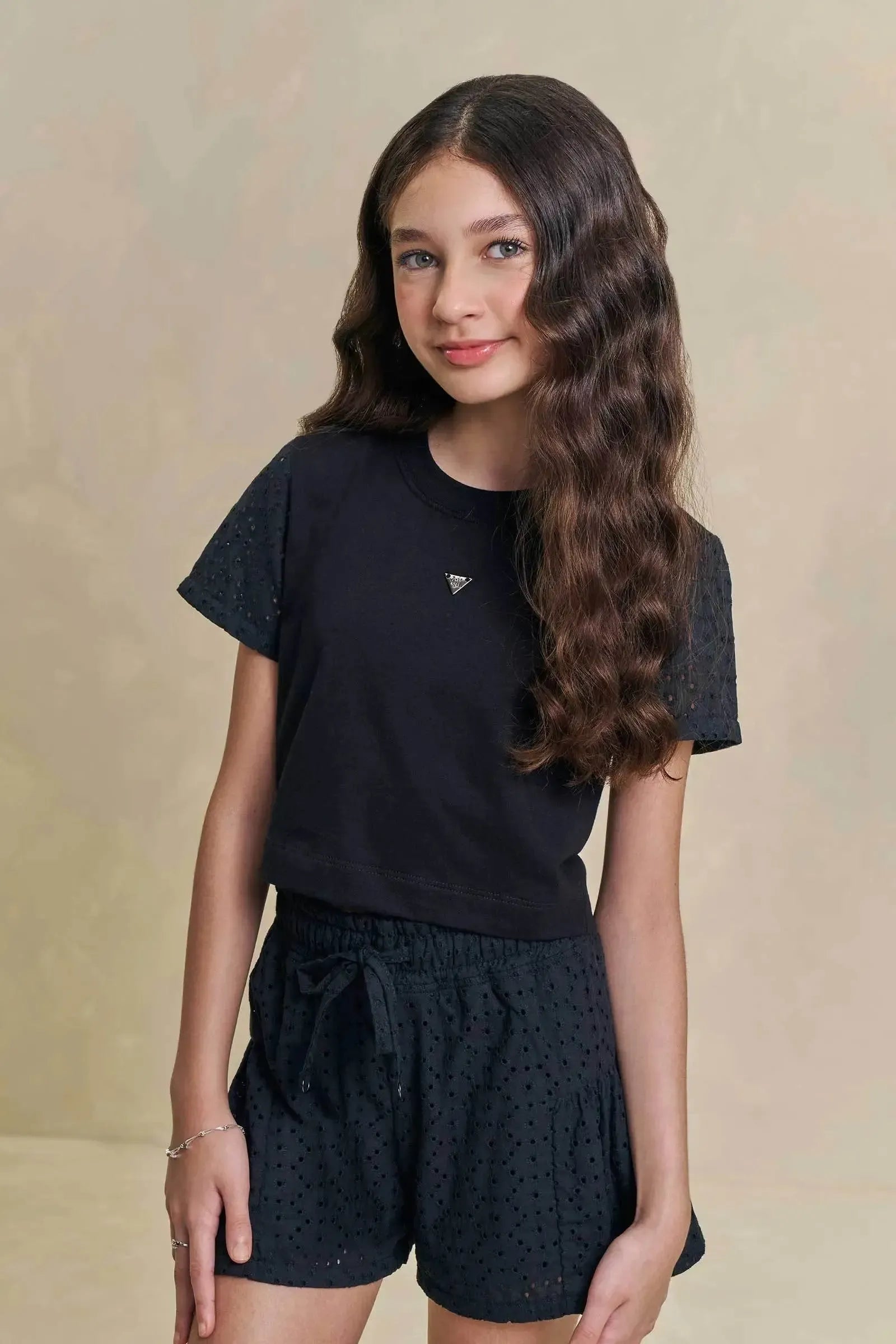 Conjunto de Blusa em Meia Malha e Shorts em Laise Capadocia 96295 Lilimoon Teen Menina