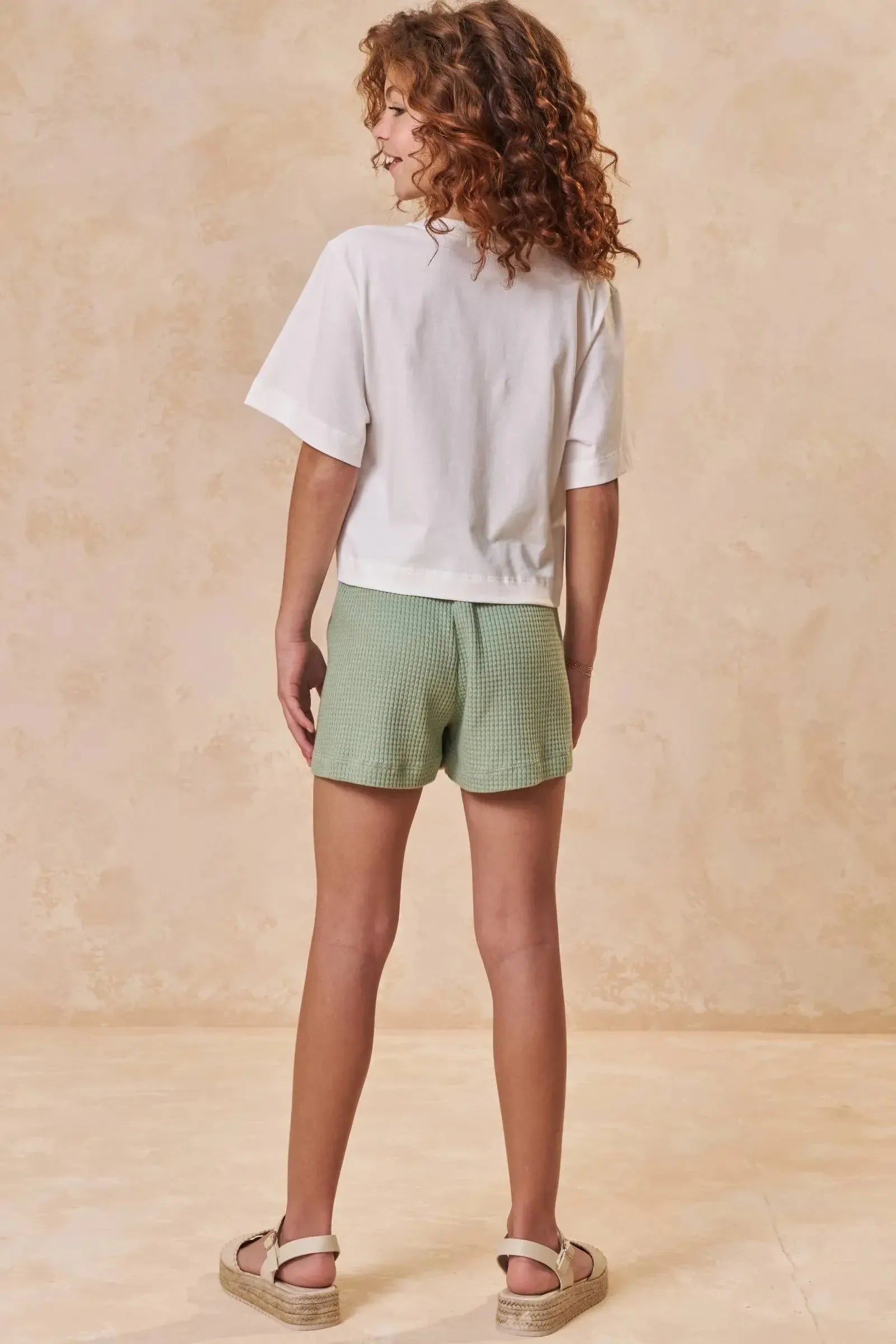 Conjunto de Blusa em Meia Malha e Shorts em Malha Big Waffle 95498 Lilimoon Teen Menina